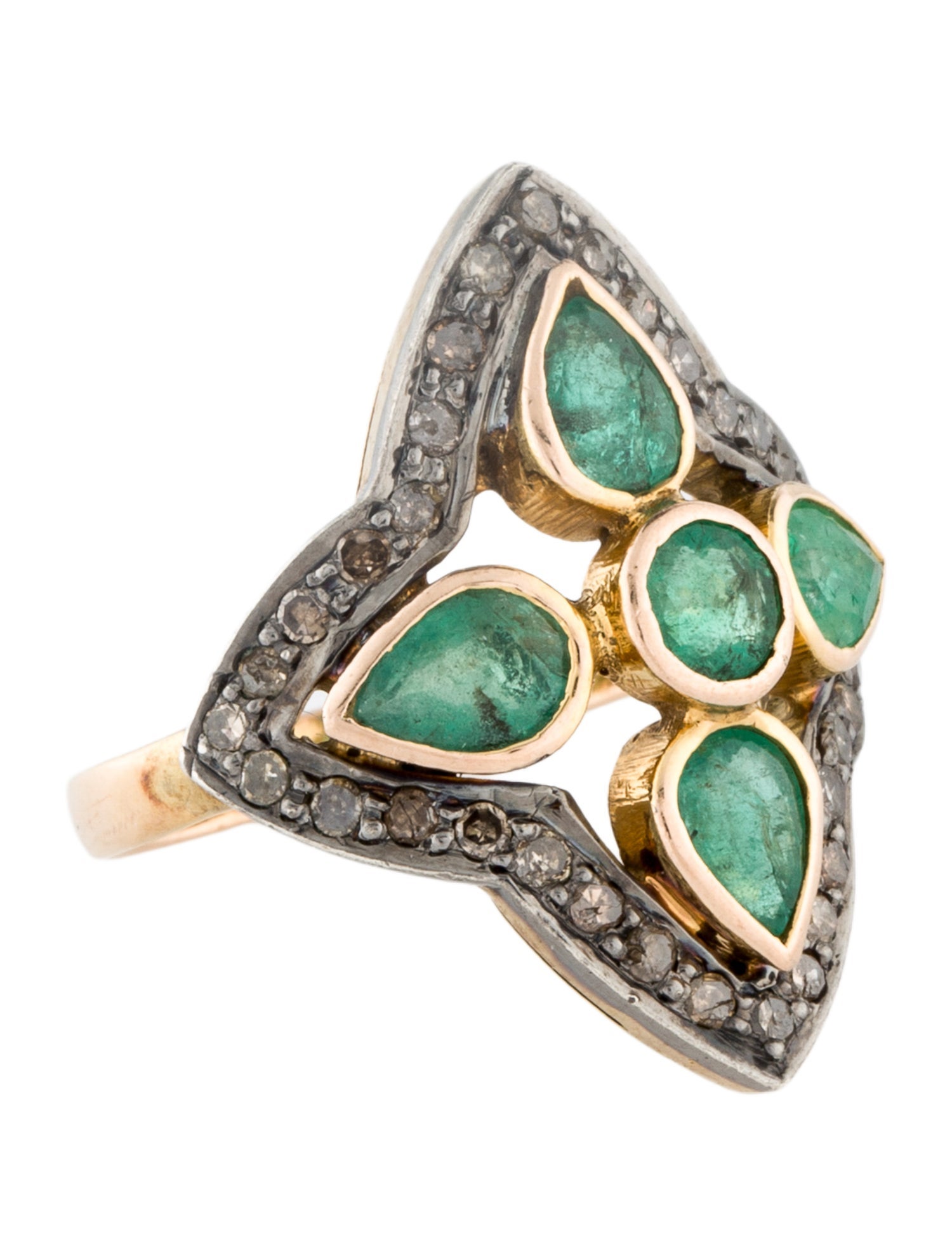 Ring 14K 1.43ctw Emerald & Diamond Cocktail Ring