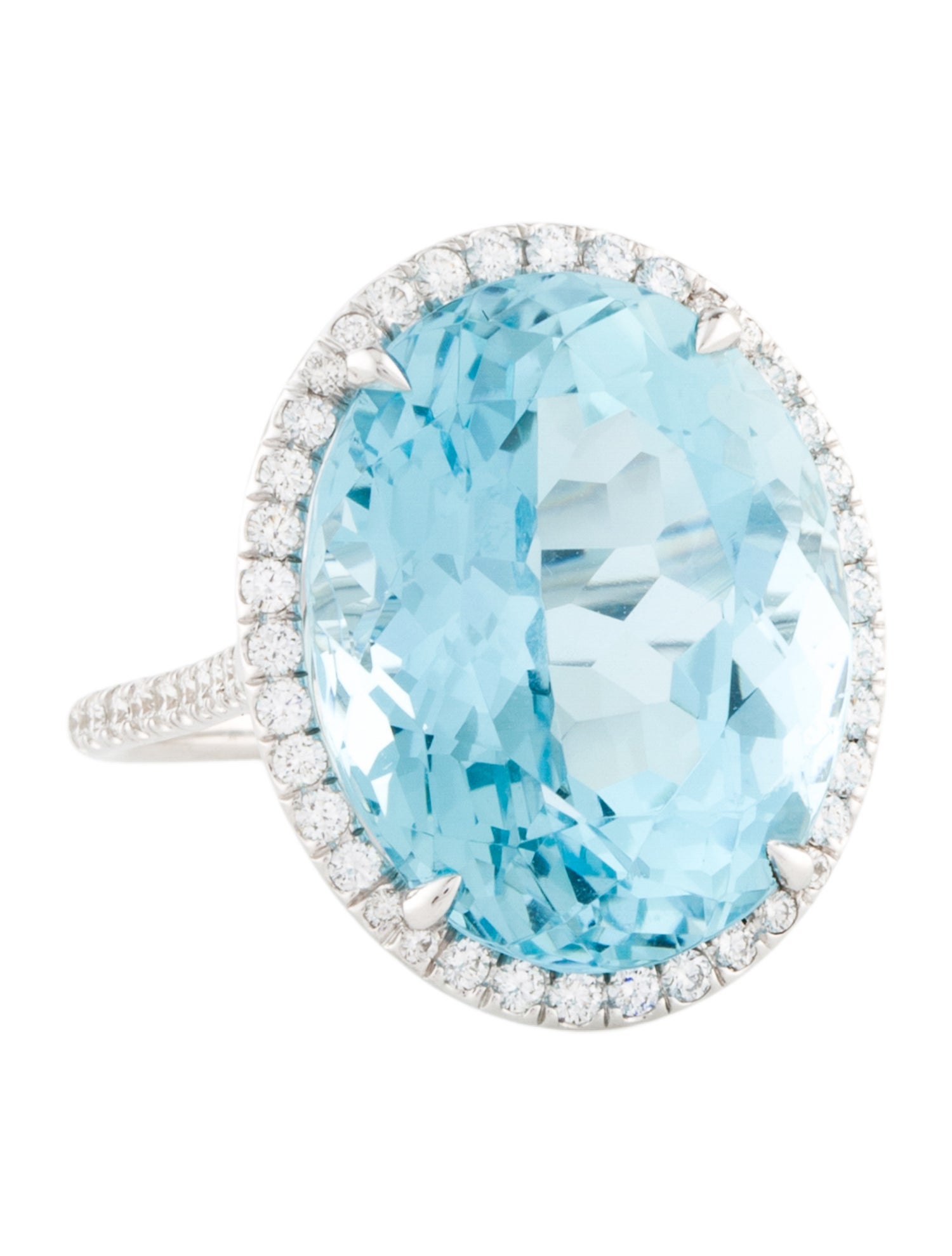 Ring 18K 18.54ct Aquamarine & Diamond Cocktail