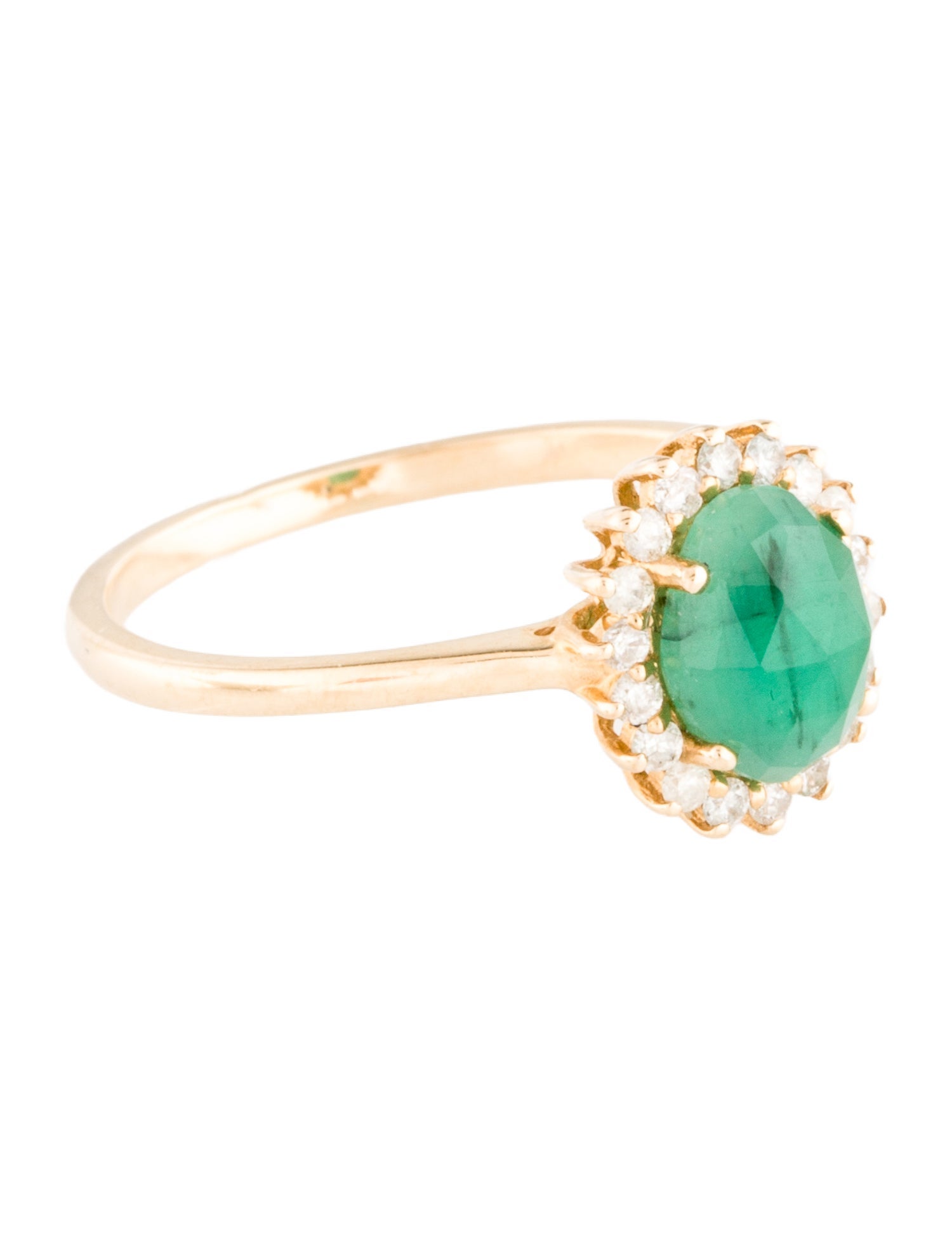 Ring 14K Emerald & Diamond Cocktail Ring