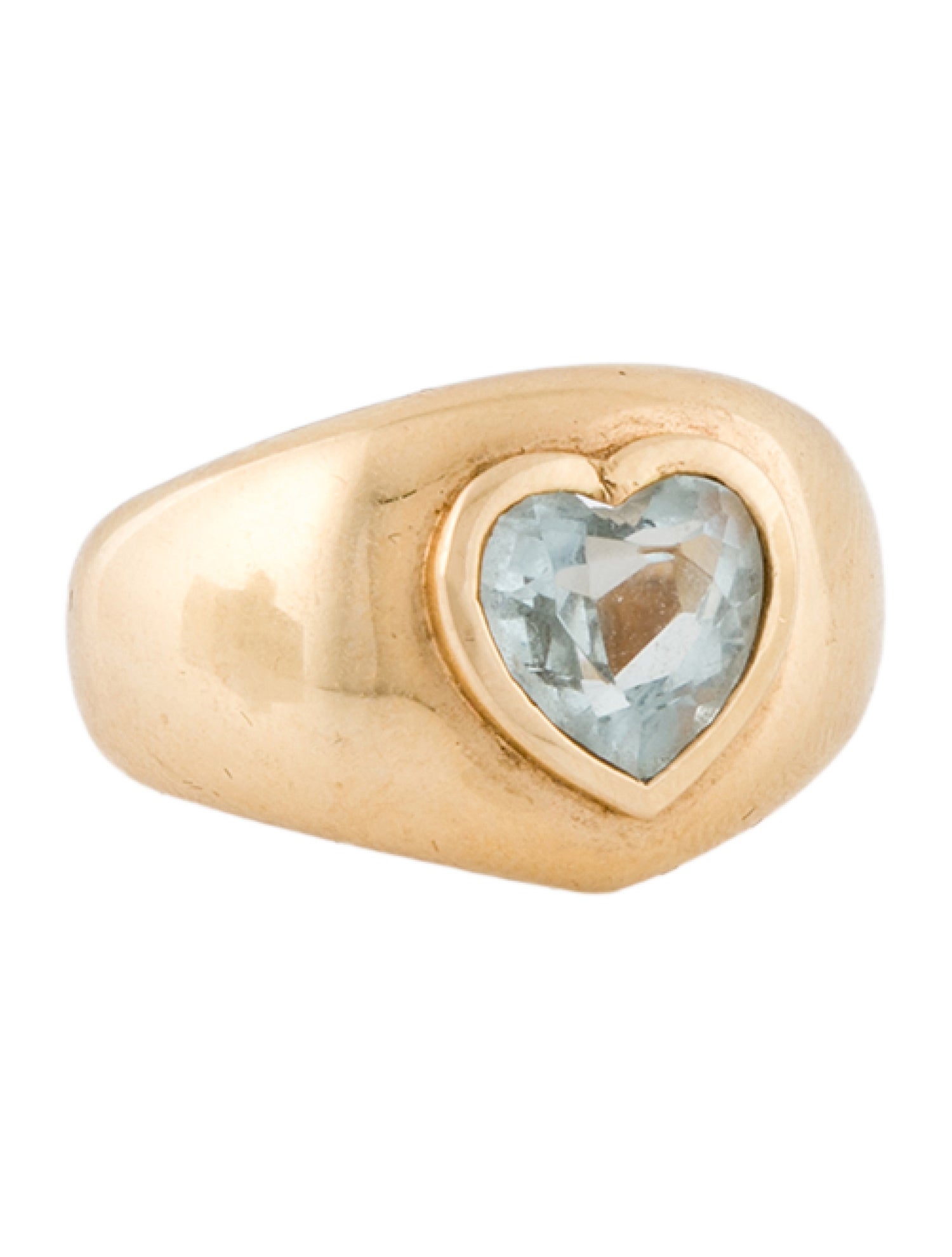 Ring 14K 1.66ctw Aquamarine Heart Signet