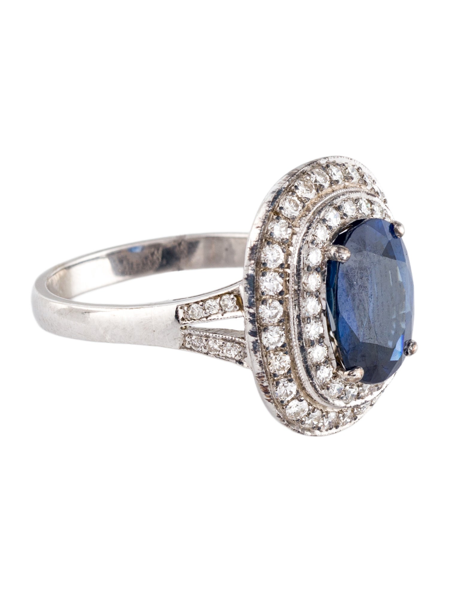 Ring 18K 3.11ct Sapphire & Diamond Cocktail