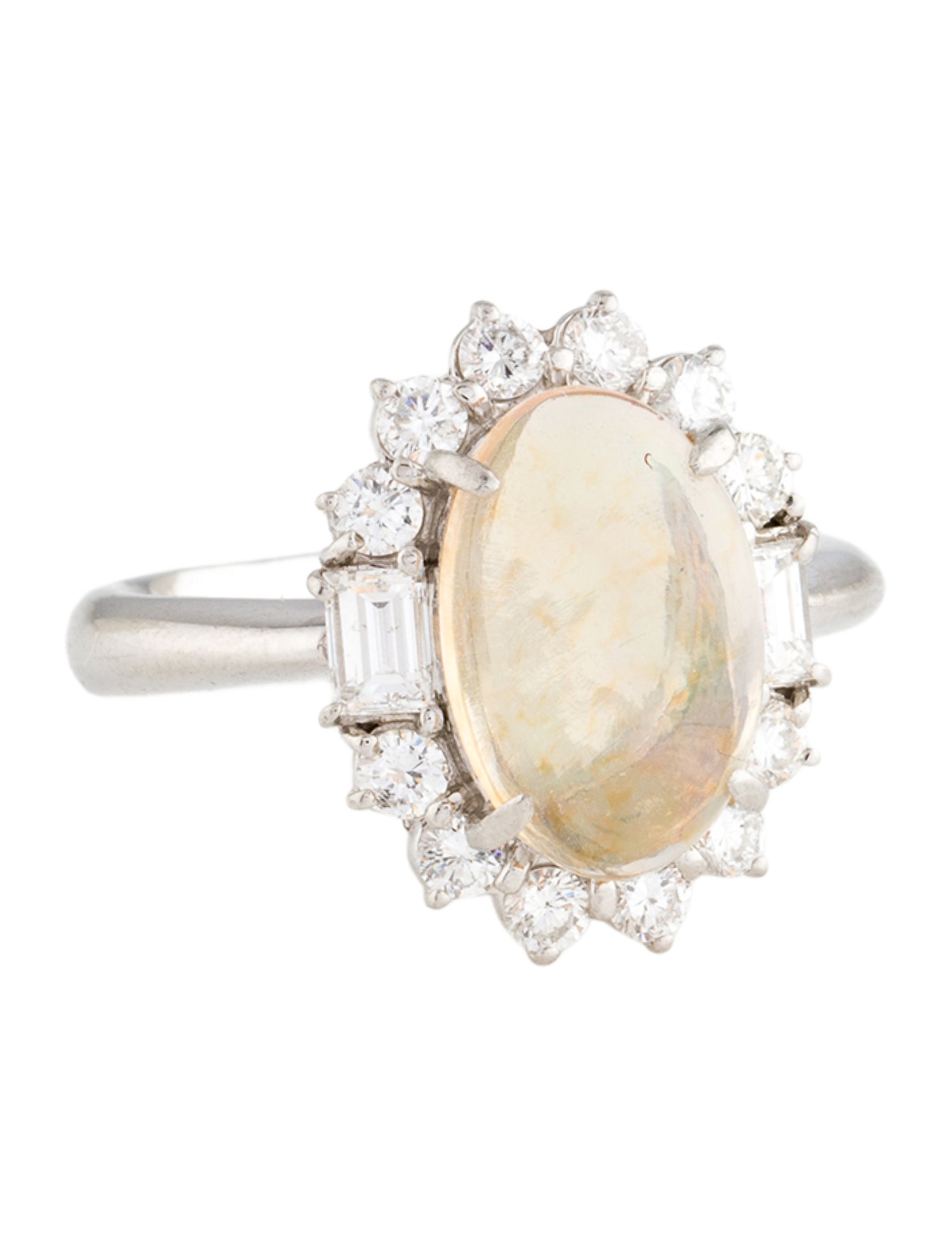 Ring Platinum 2.29ct Opal & Diamond Cocktail Ring