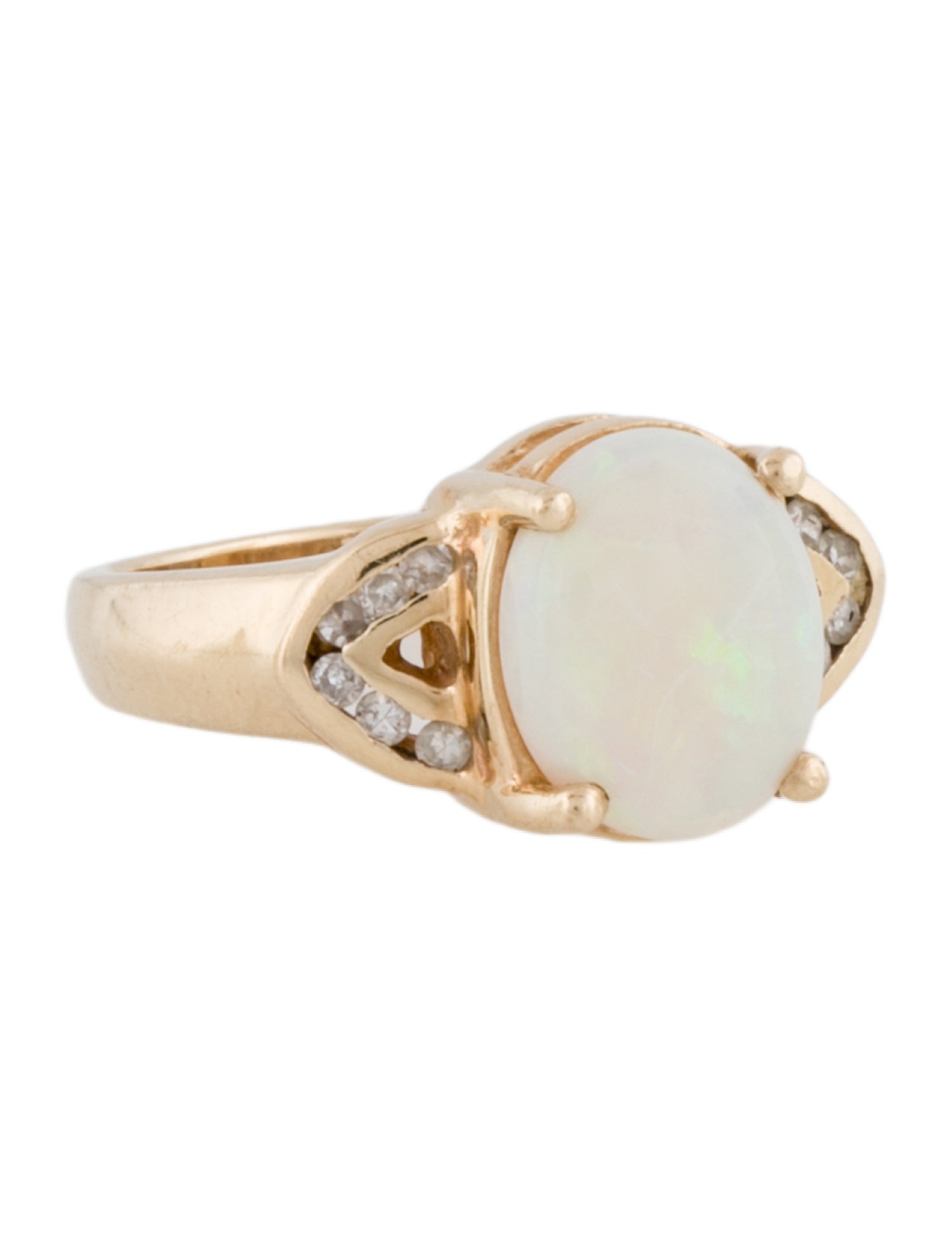 Ring 14K Opal & Diamond Cocktail