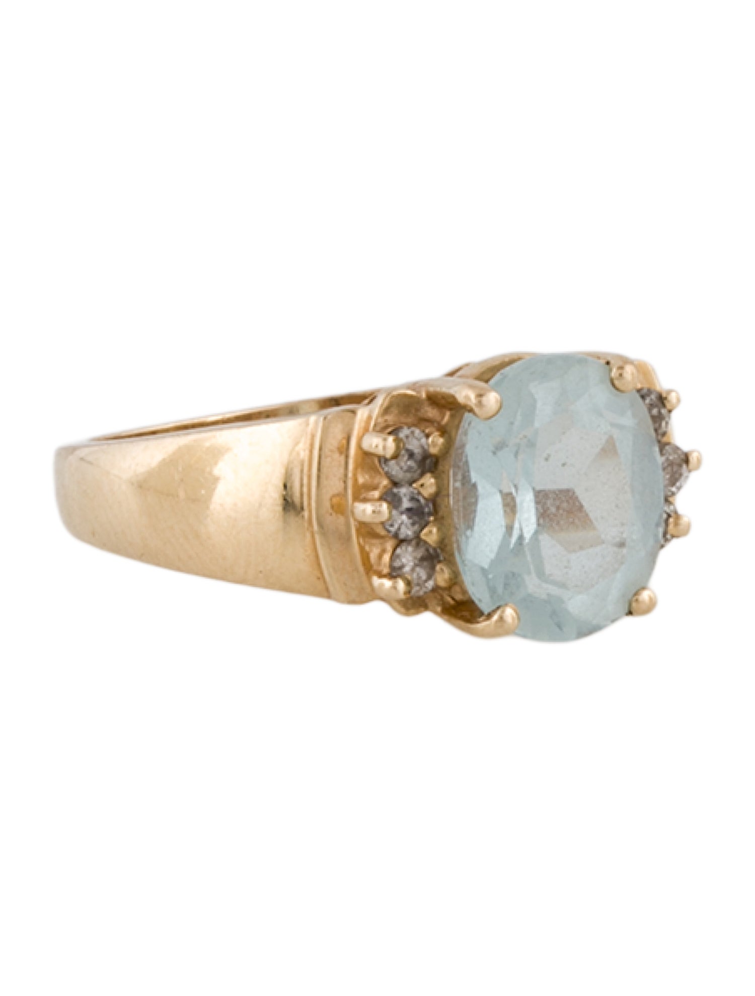 Ring 14K 1.78ct Aquamarine & Diamond Cocktail
