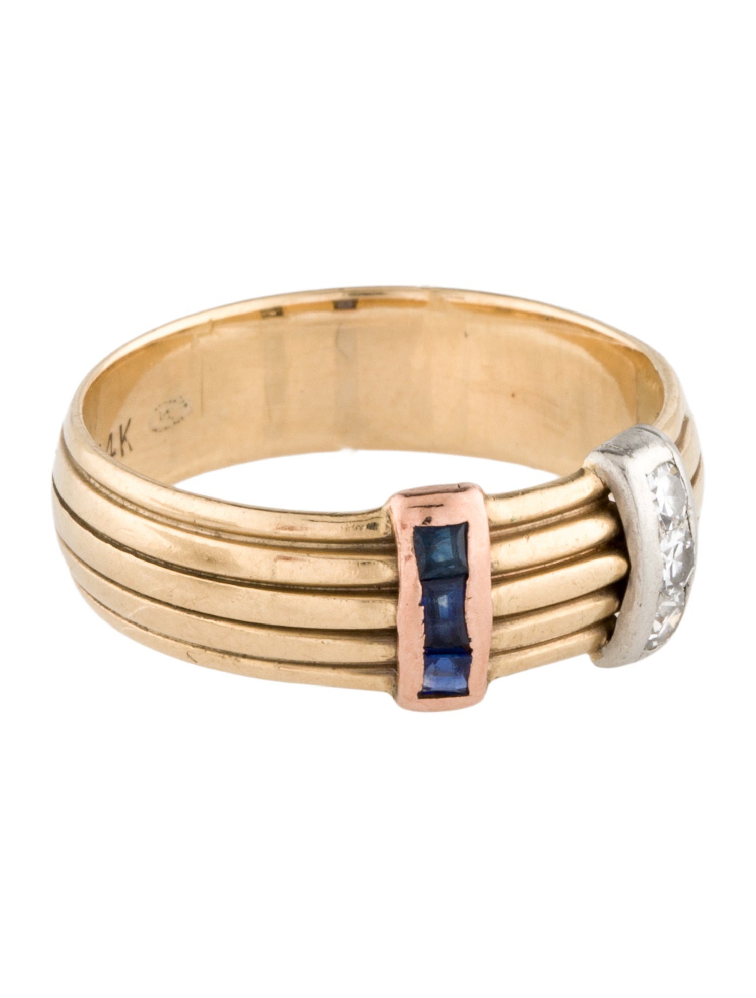 Ring 14K Diamond & Sapphire Band