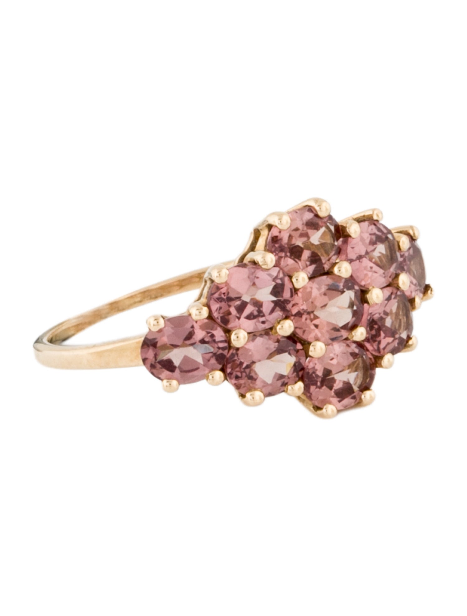 Ring 10K 3.94ctw Garnet Cluster Cocktail