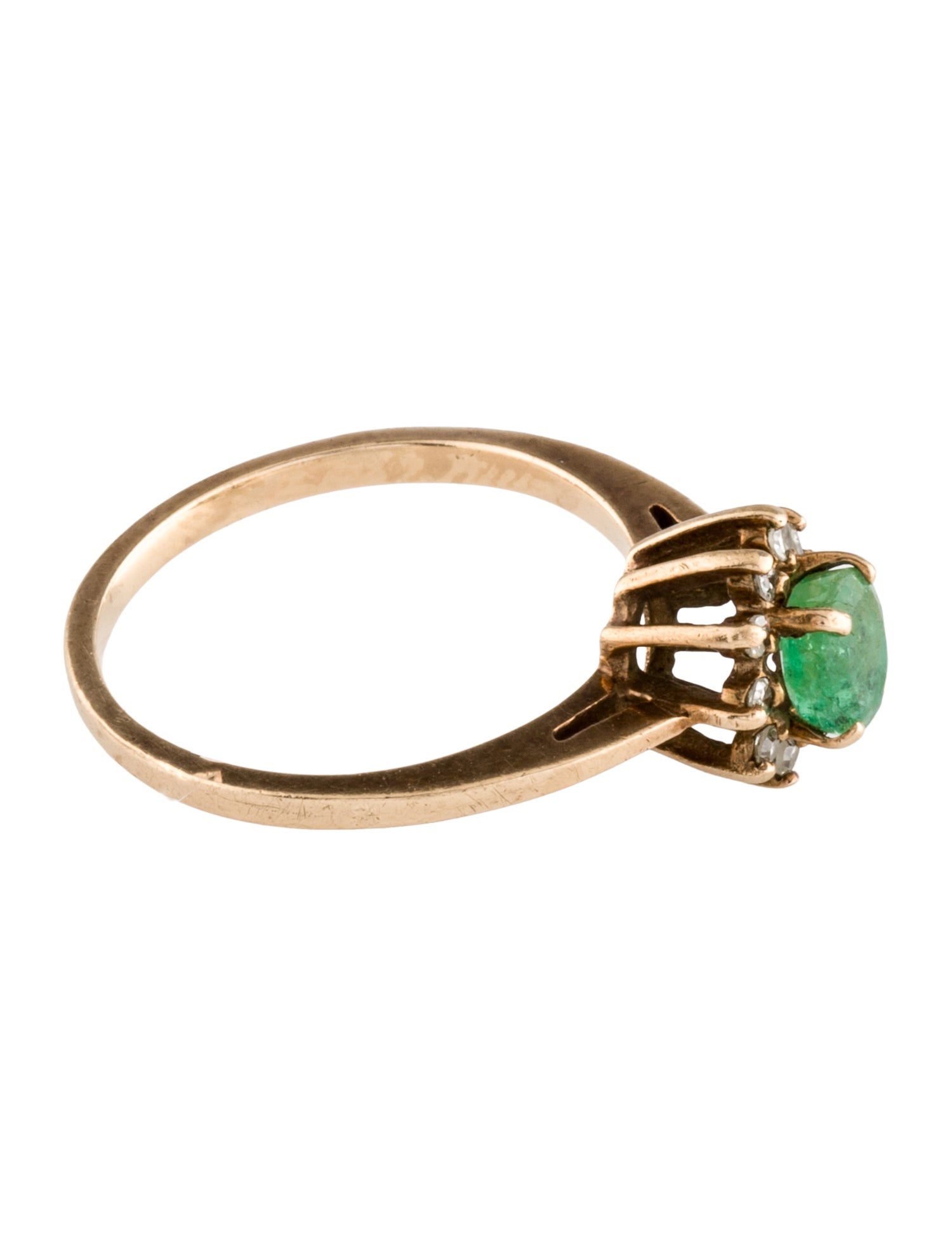 Ring 10K Emerald and Diamond Cocktail Ring