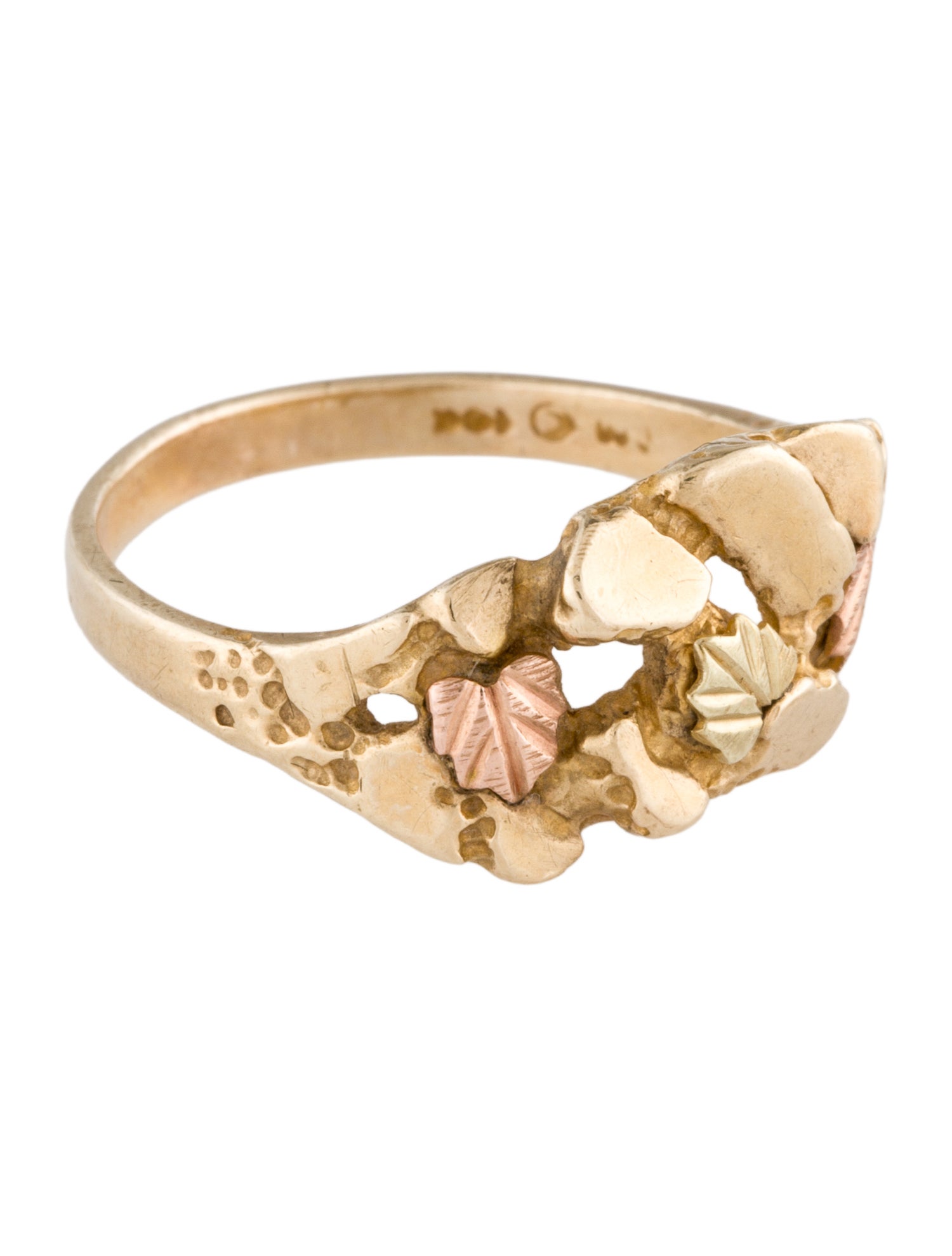 Ring 10K Two-Tone Leaf Cocktail