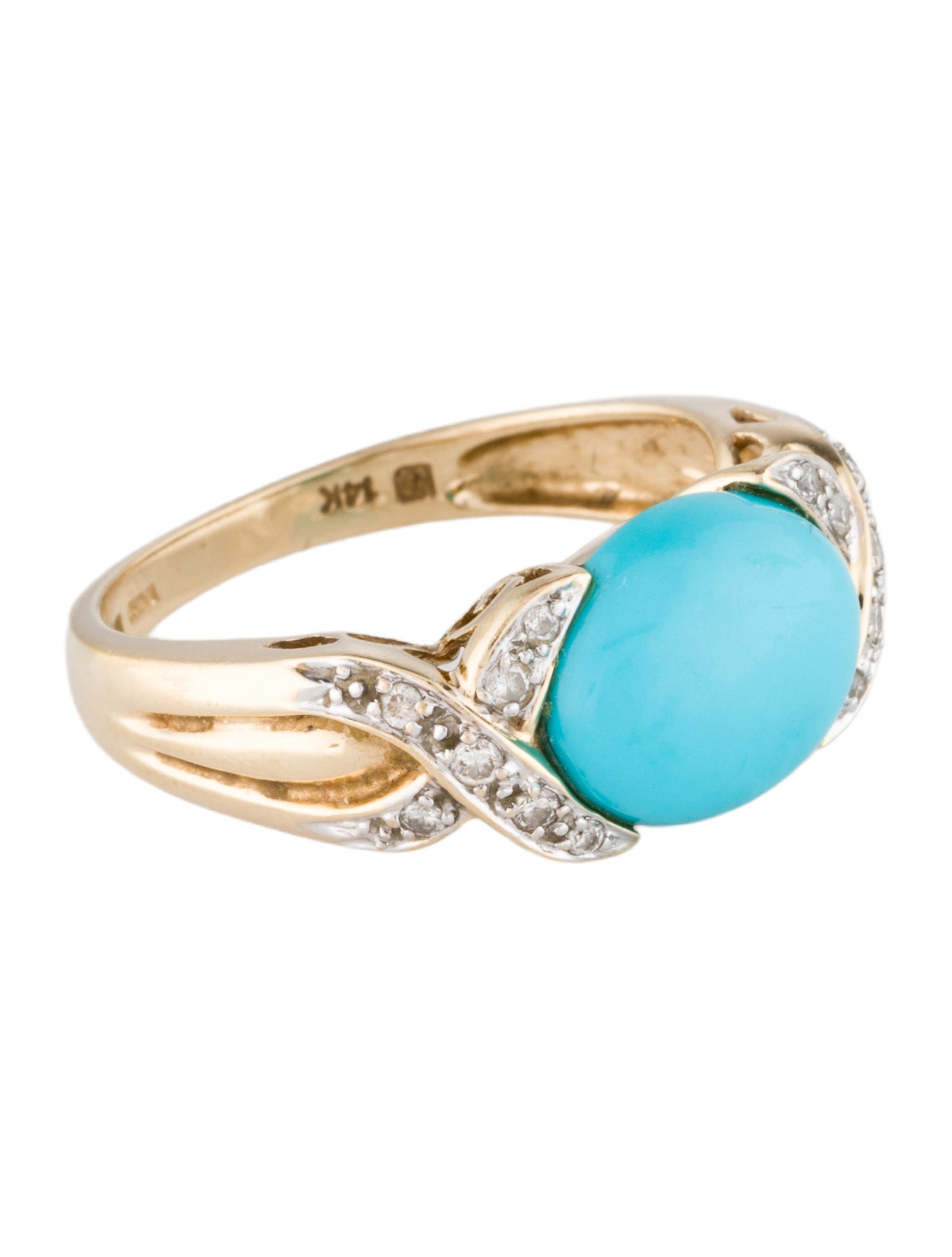 Ring 14K 2.57ct Turquoise & Diamond Cocktail