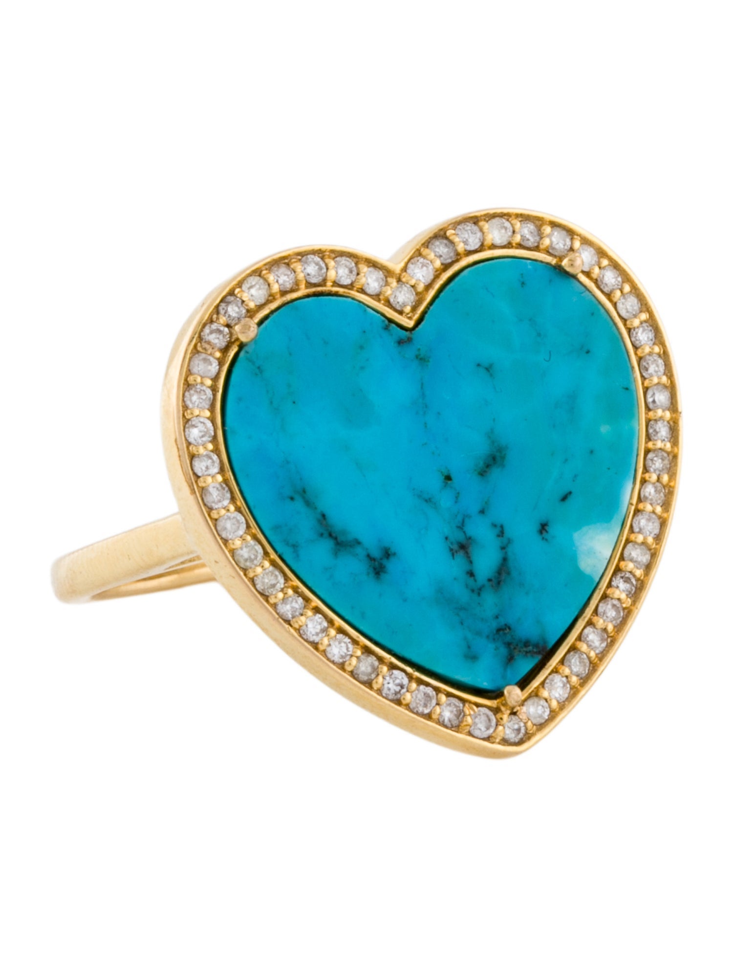 Ring 14K Dyed Magnesite & Diamond Heart Cocktail