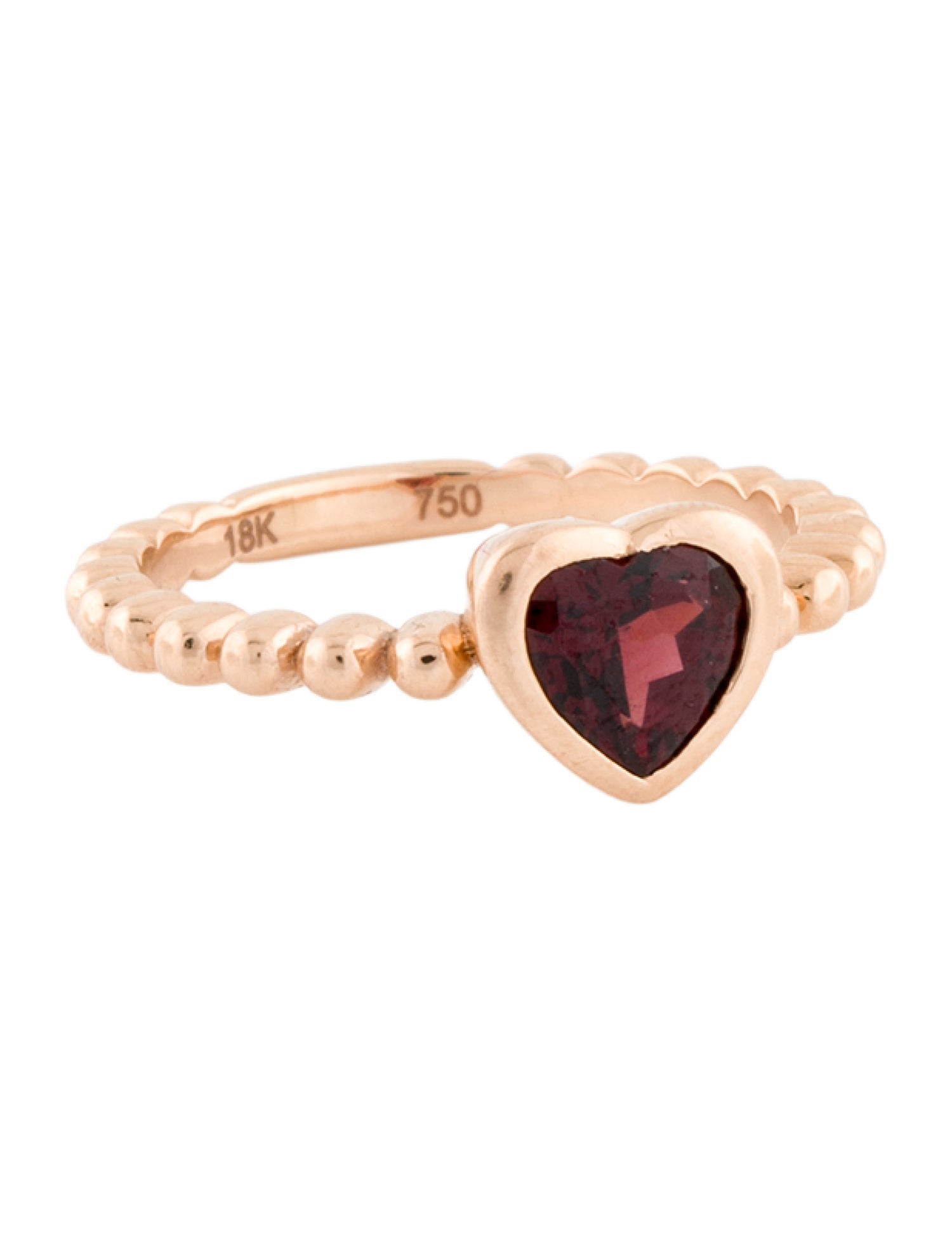 Ring 18K 1.20ctw Garnet Heart Cocktail
