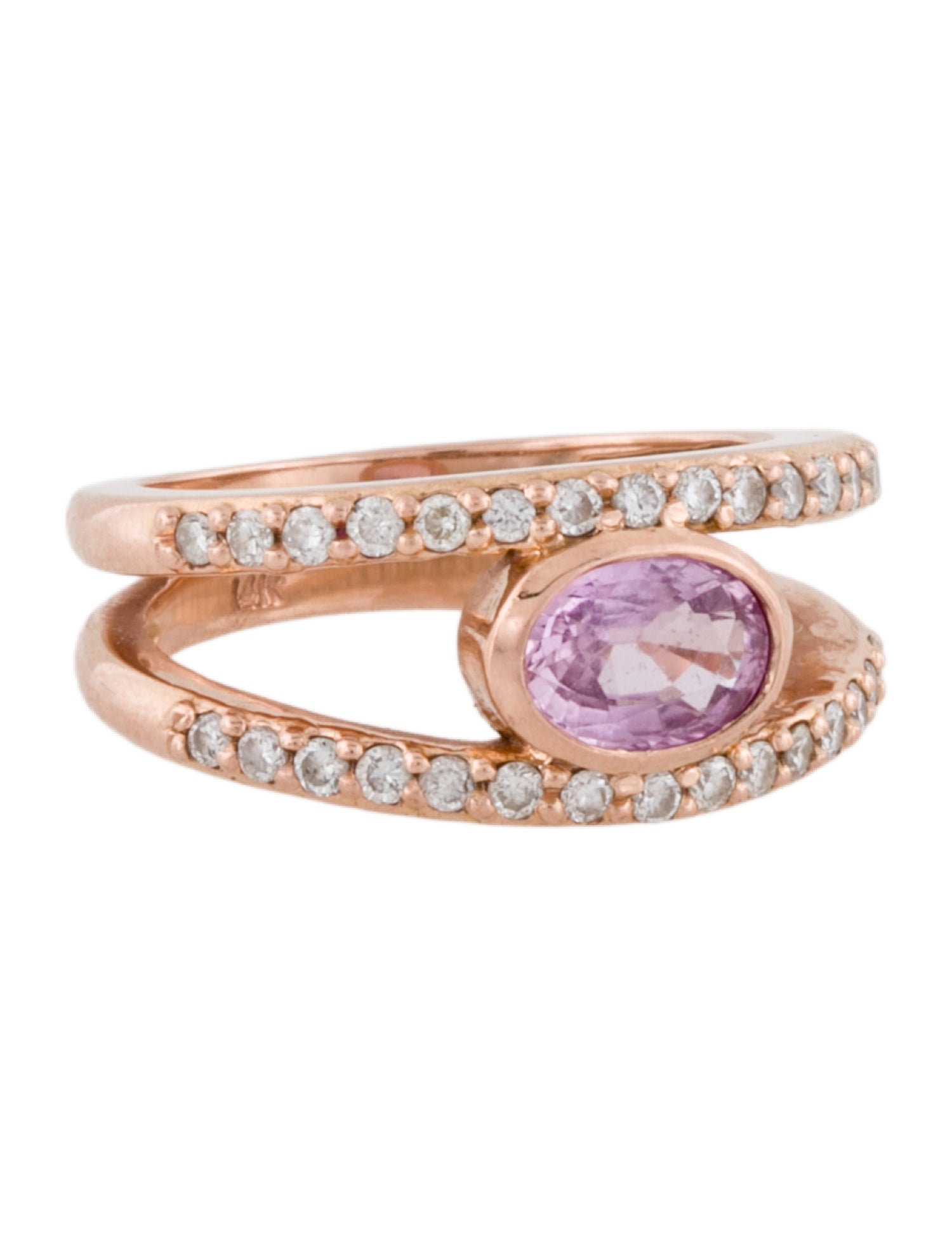 Ring 14K Pink Sapphire & Diamond Band