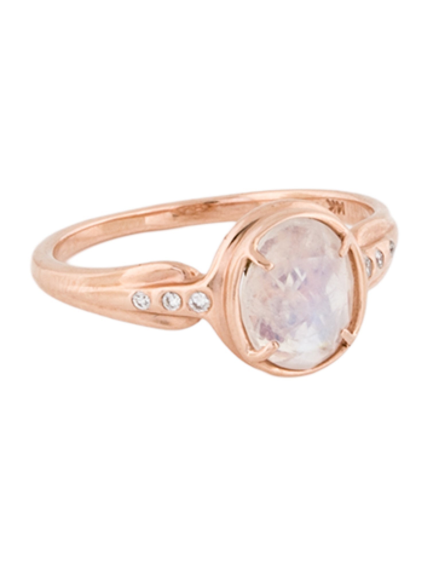 Ring 14K Moonstone & Diamond Cocktail