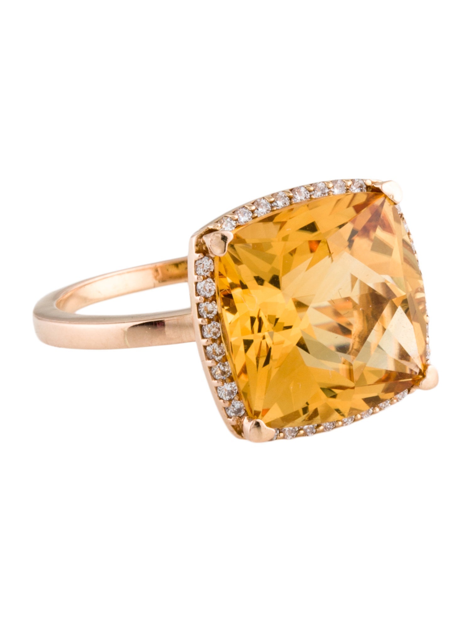 Ring 18K Citrine & Diamond Cocktail