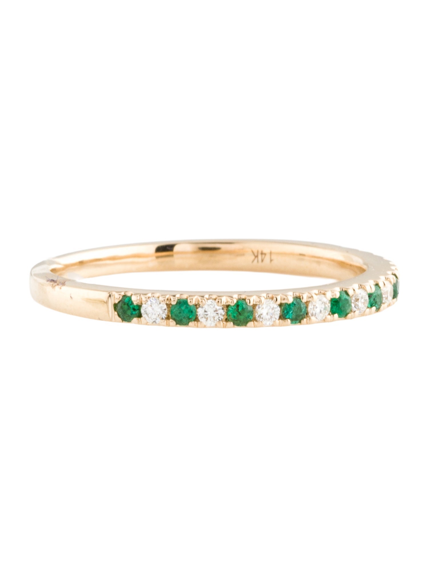 Ring 14K Emerald & Diamond Band