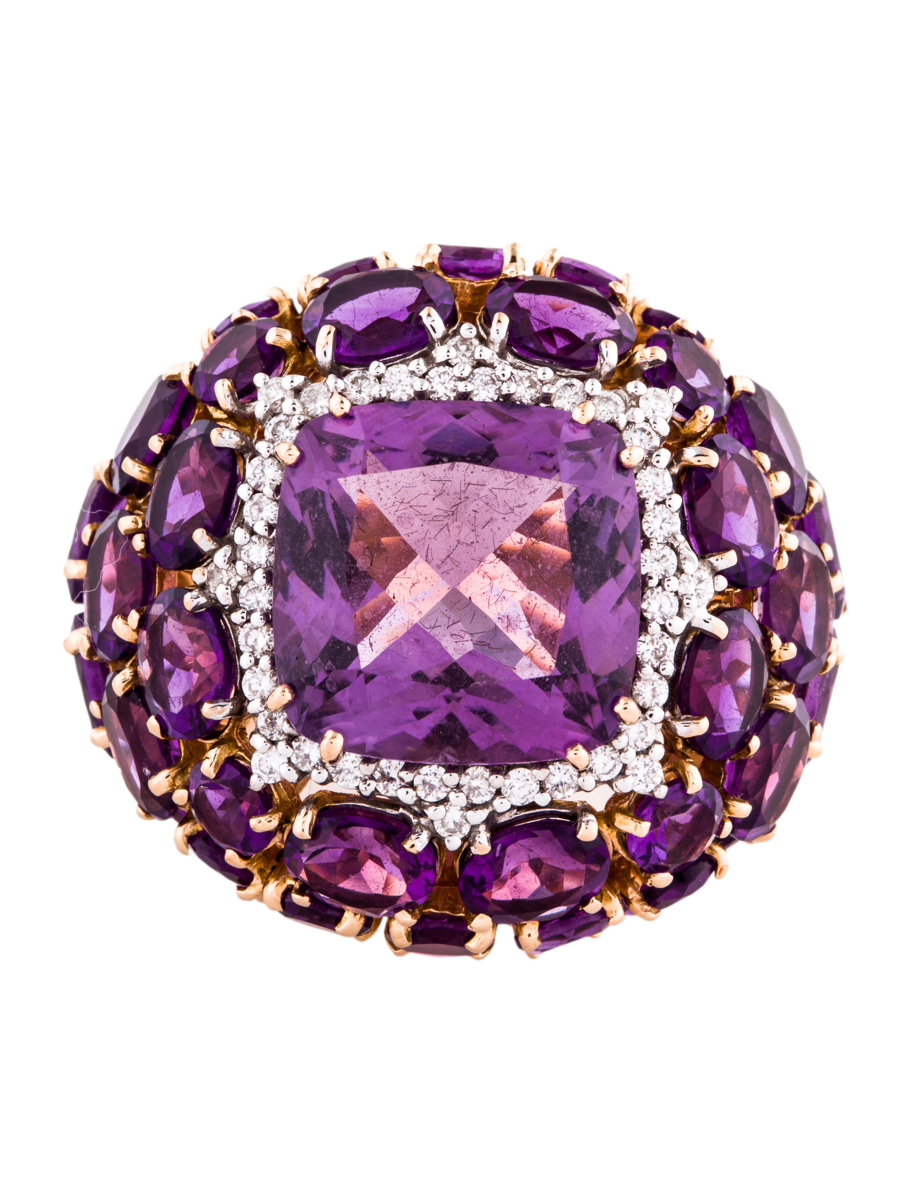 18K Amethyst & Diamond Cocktail Ring Rings RRING35931 The RealReal
