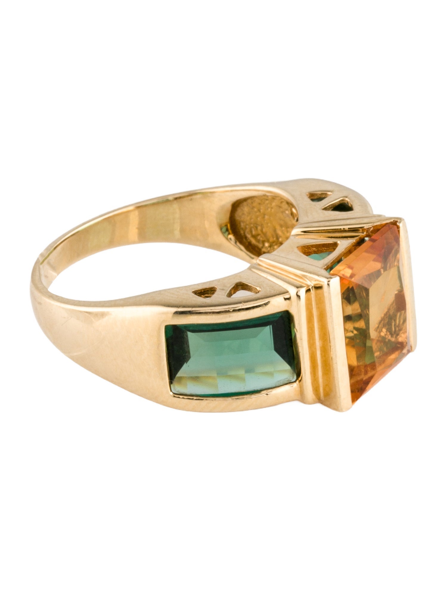 Ring 14K 3.00ct Citrine & Prasiolite Band