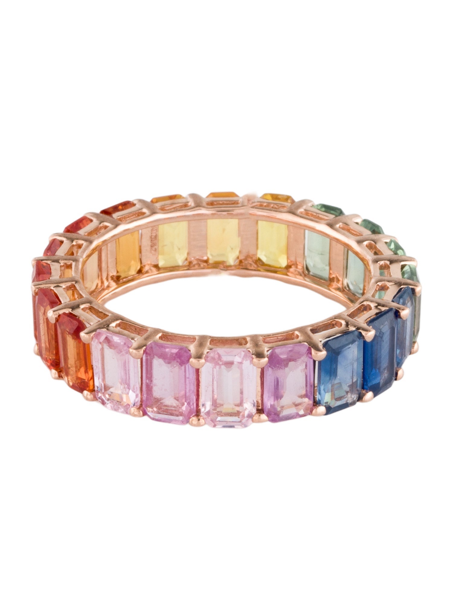 Ring 14K 6.27ct Multicolor Sapphire Eternity Band