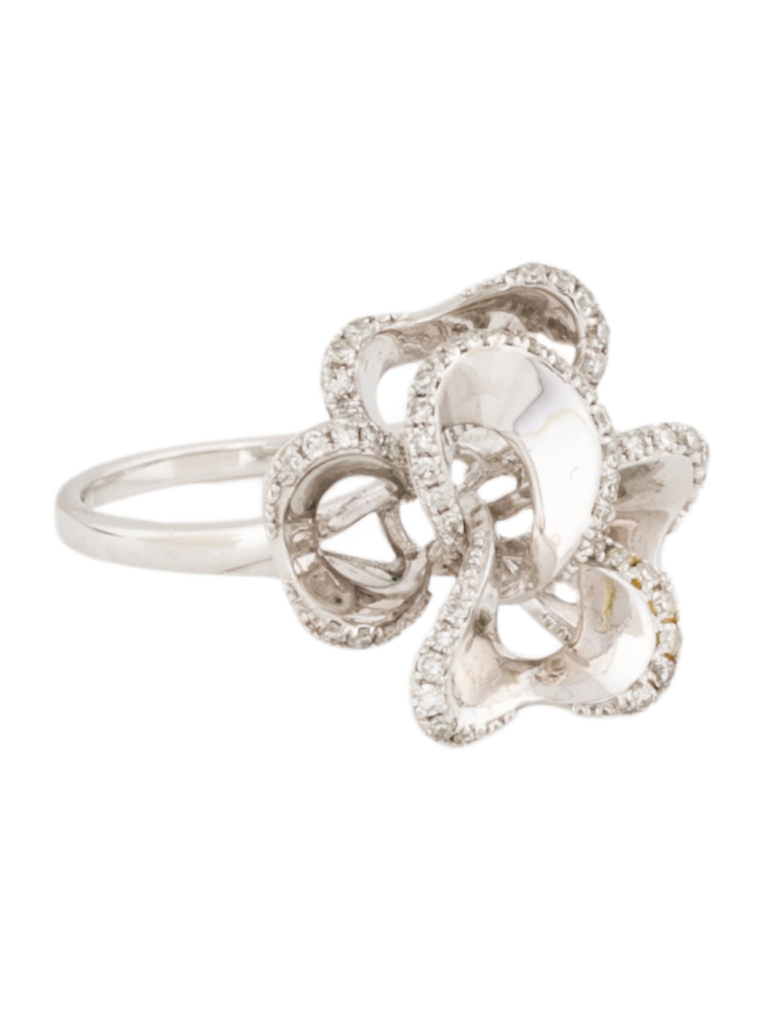 Ring 14K Diamond Flower Cocktail