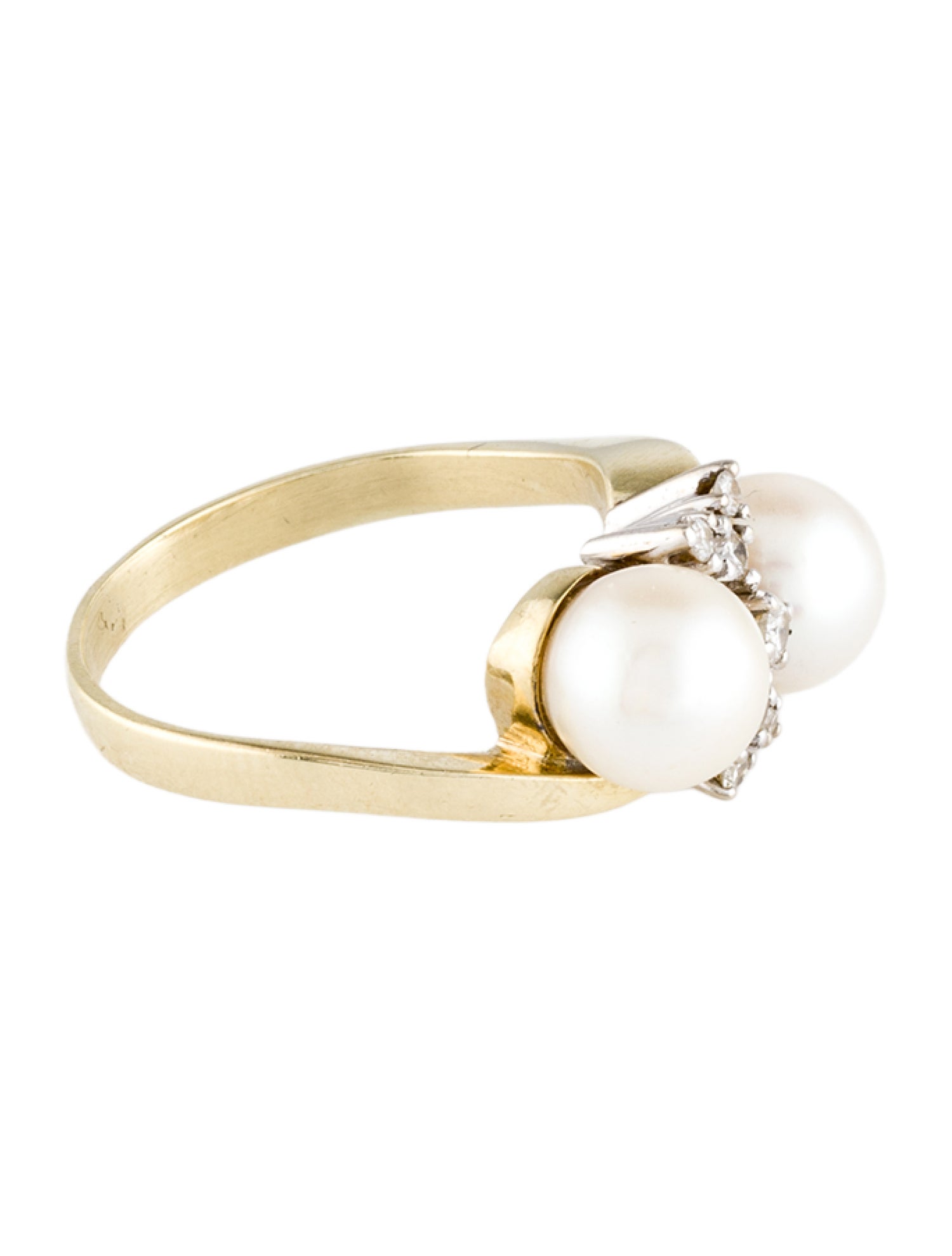 Ring 14K Pearl & Diamond Cocktail