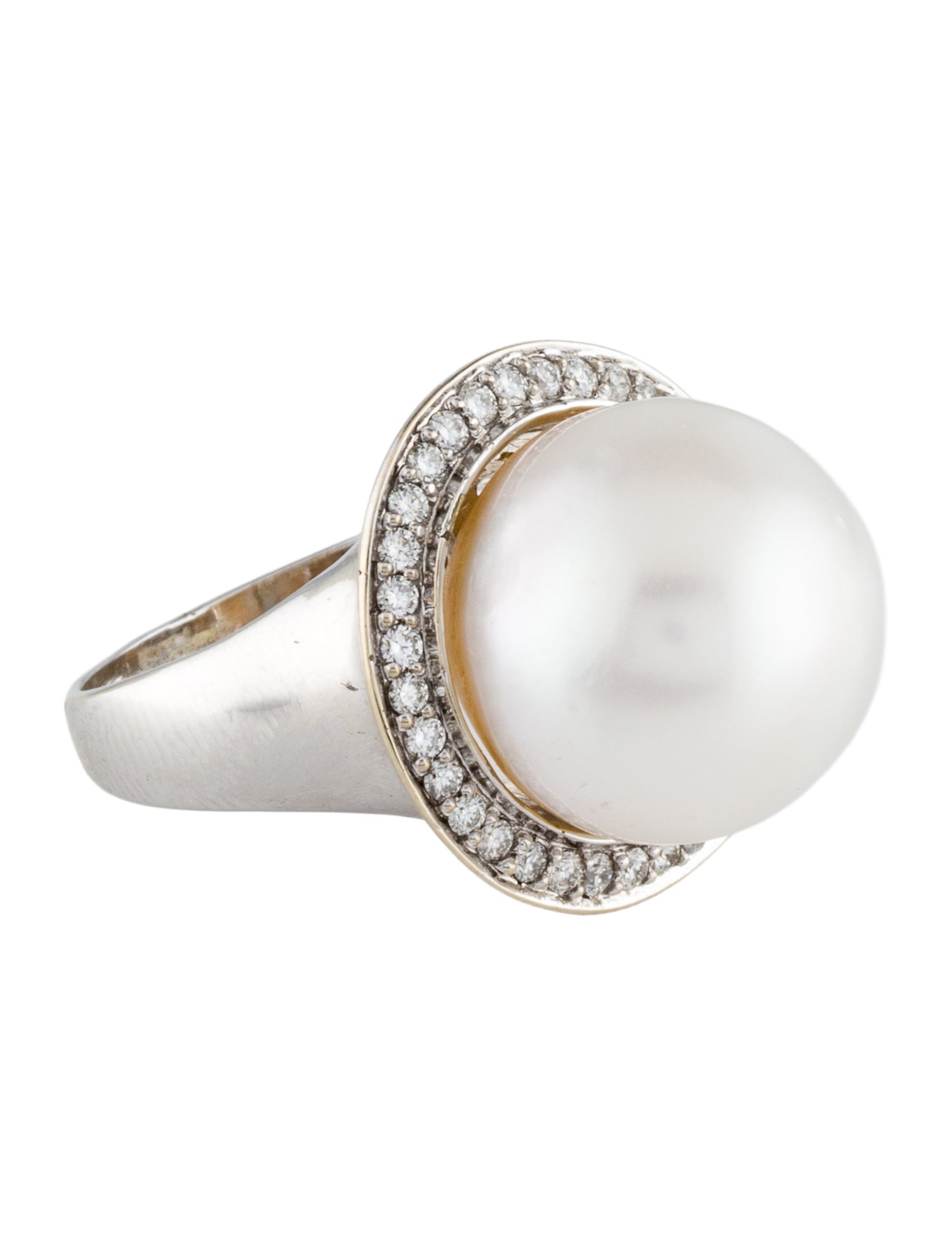 Ring 14K Pearl & Diamond Cocktail