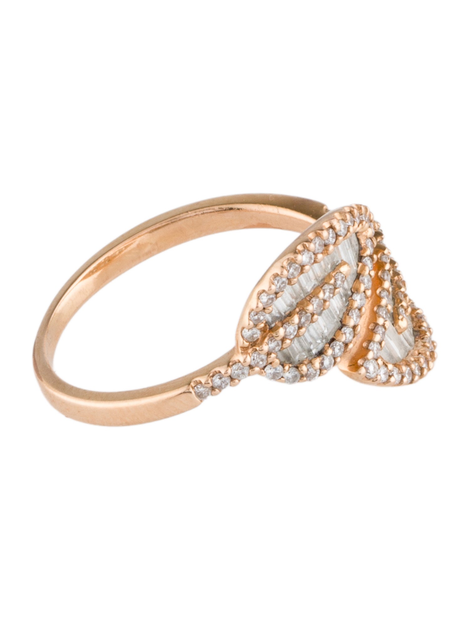 Ring 18K Diamond Leaf Bypass