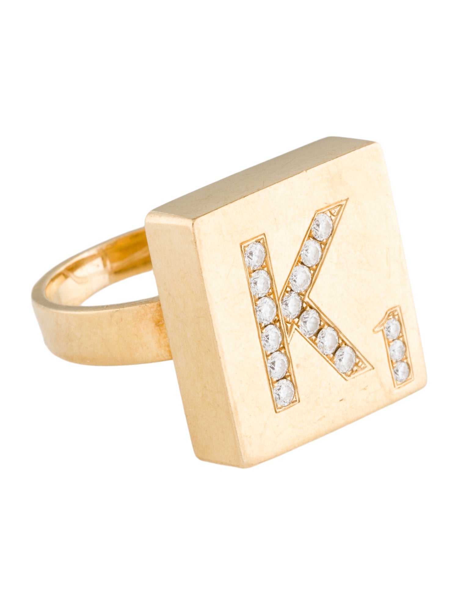 Ring Diamond 'K' Hollow Scrabble Cocktail