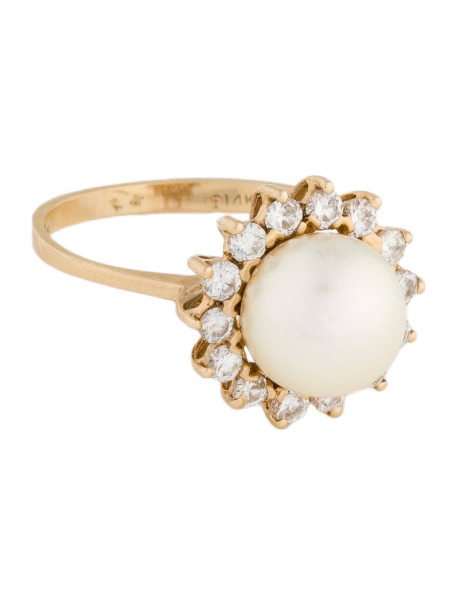 Ring 14K Pearl & Diamond Cocktail Ring