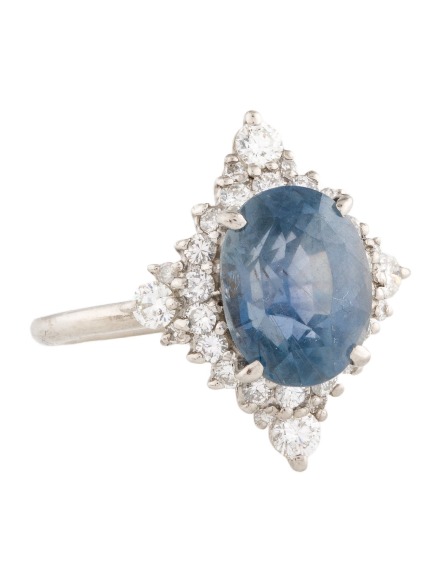 Ring Platinum 4.39ct Unheated East African Sapphire & Diamond Cocktail