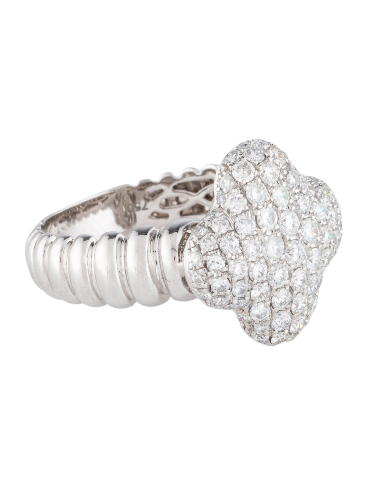 Ring 18K 1.00ctw Diamond Clover Cocktail Ring