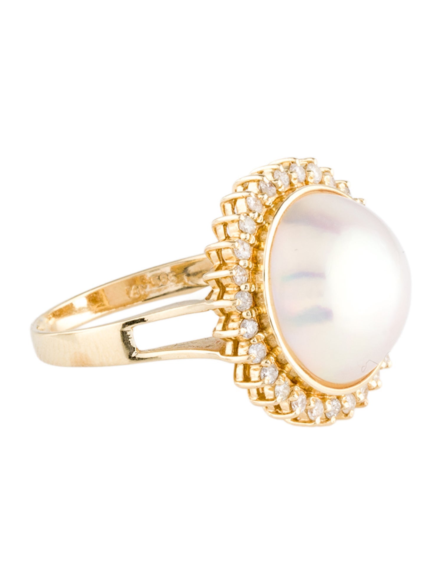 Ring 14K Pearl & Diamond Cocktail