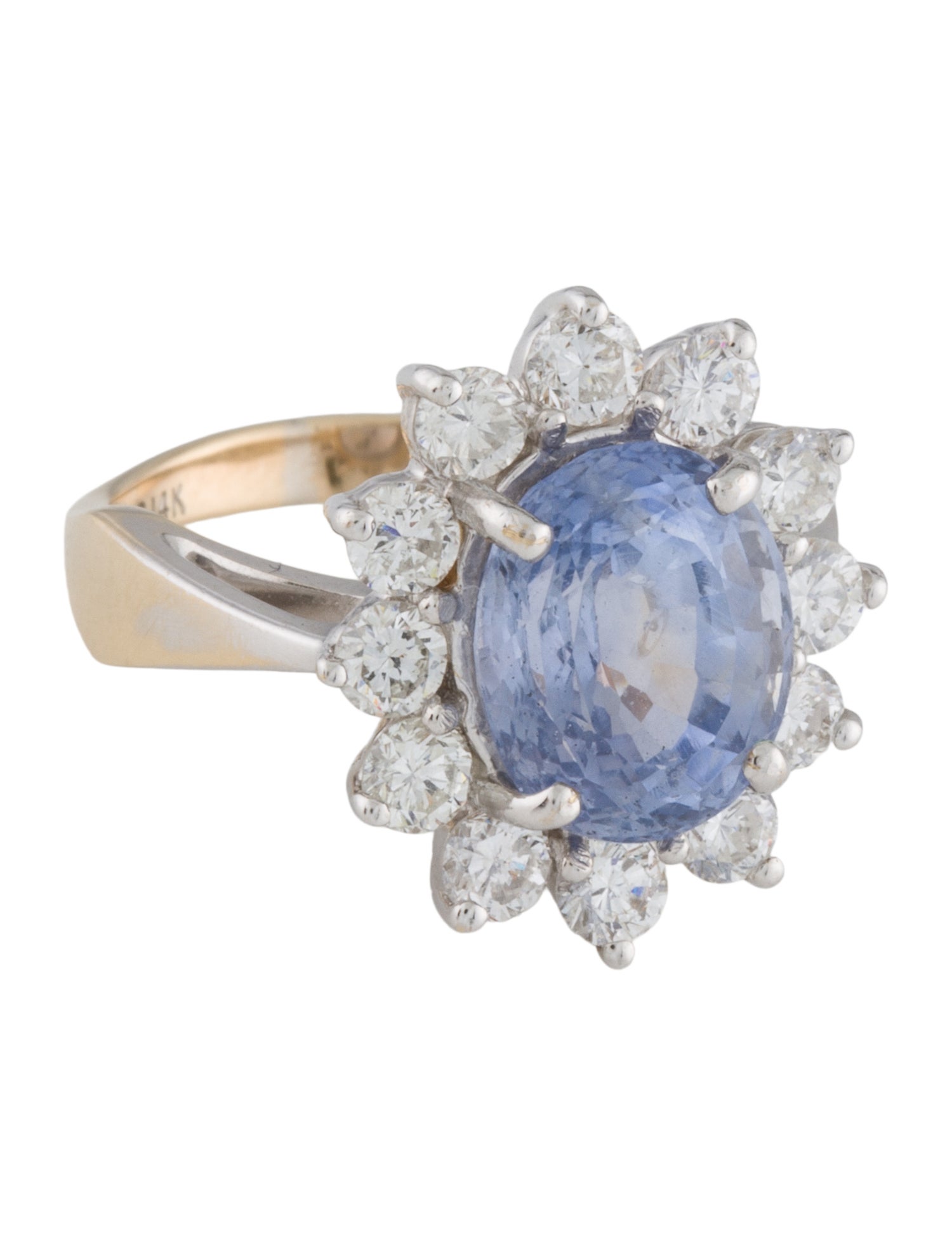 Ring 4.14ct Unheated Sapphire & Diamond Cocktail