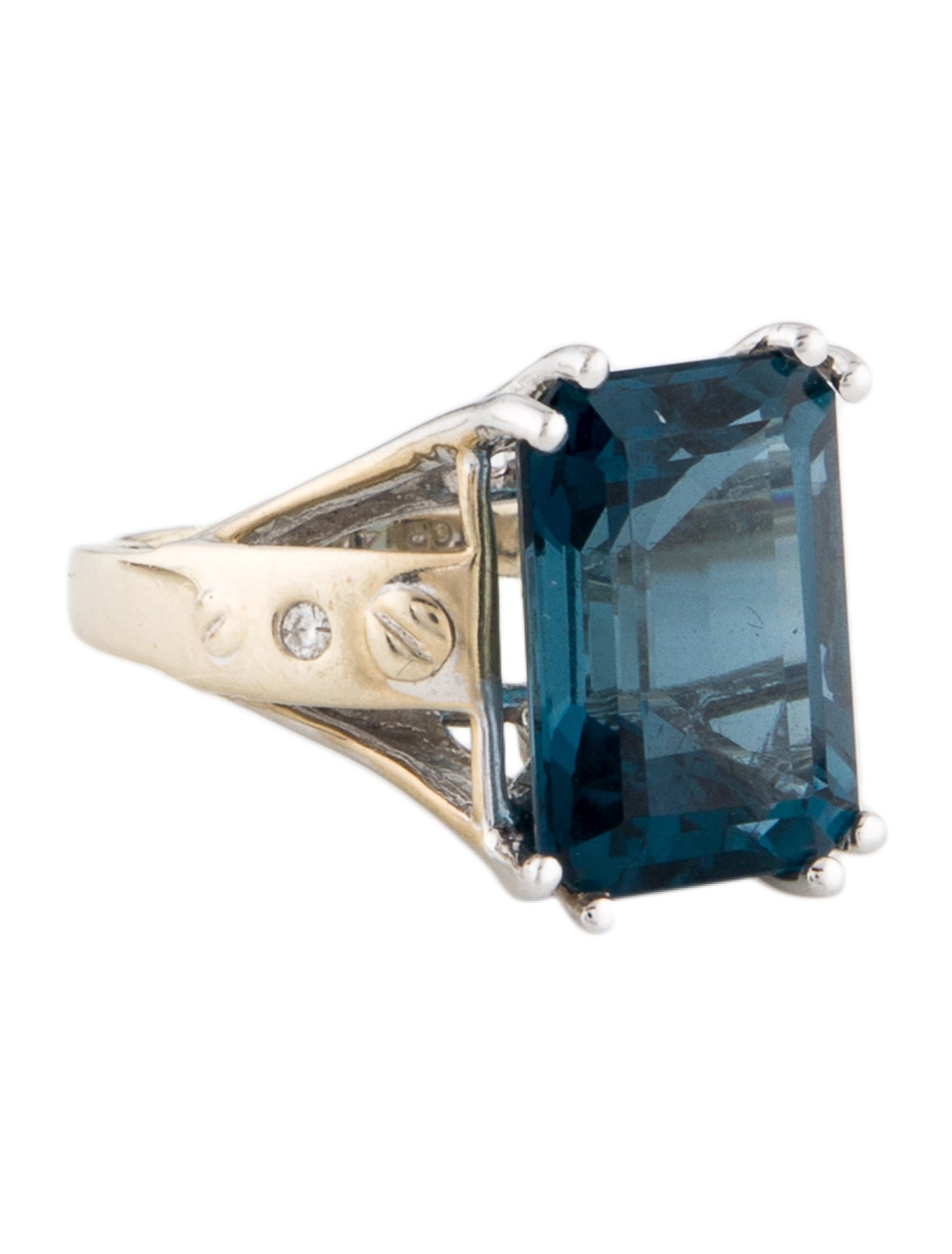 Ring 14K 8.37ct Topaz & Diamond Cocktail Ring