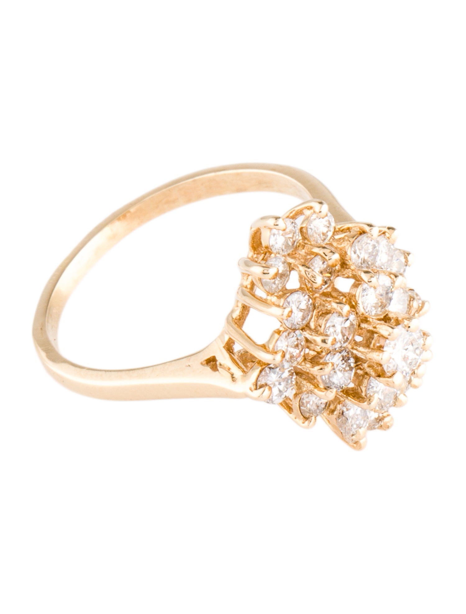 Ring 14K 1.37ctw Diamond Cluster Cocktail
