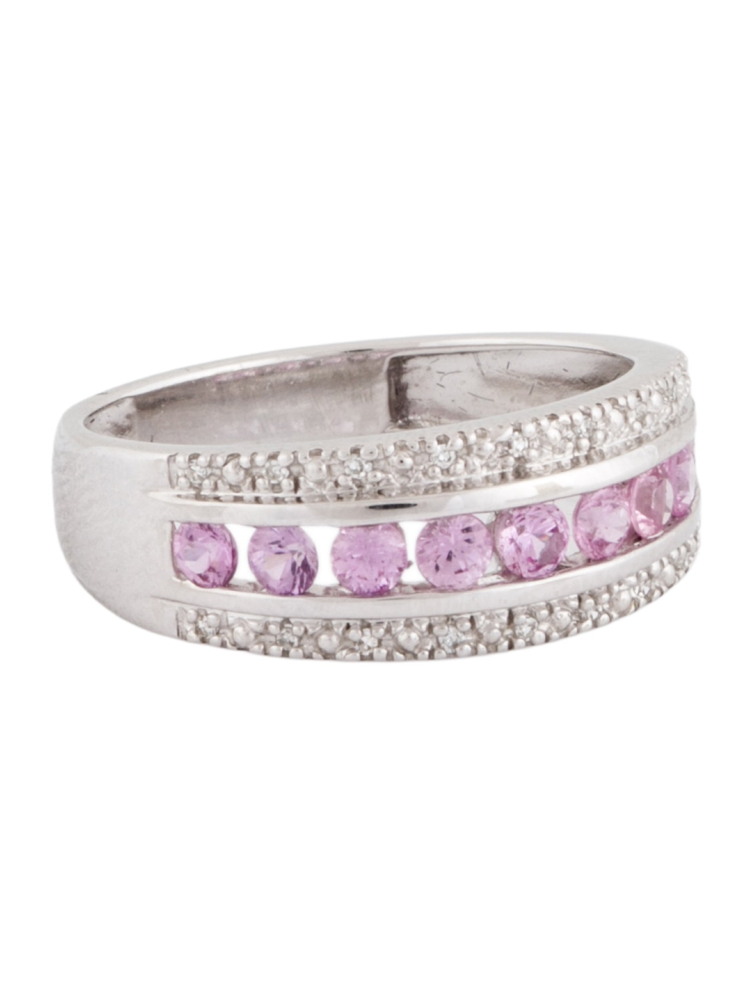 Ring 14K Pink Sapphire & Diamond Band