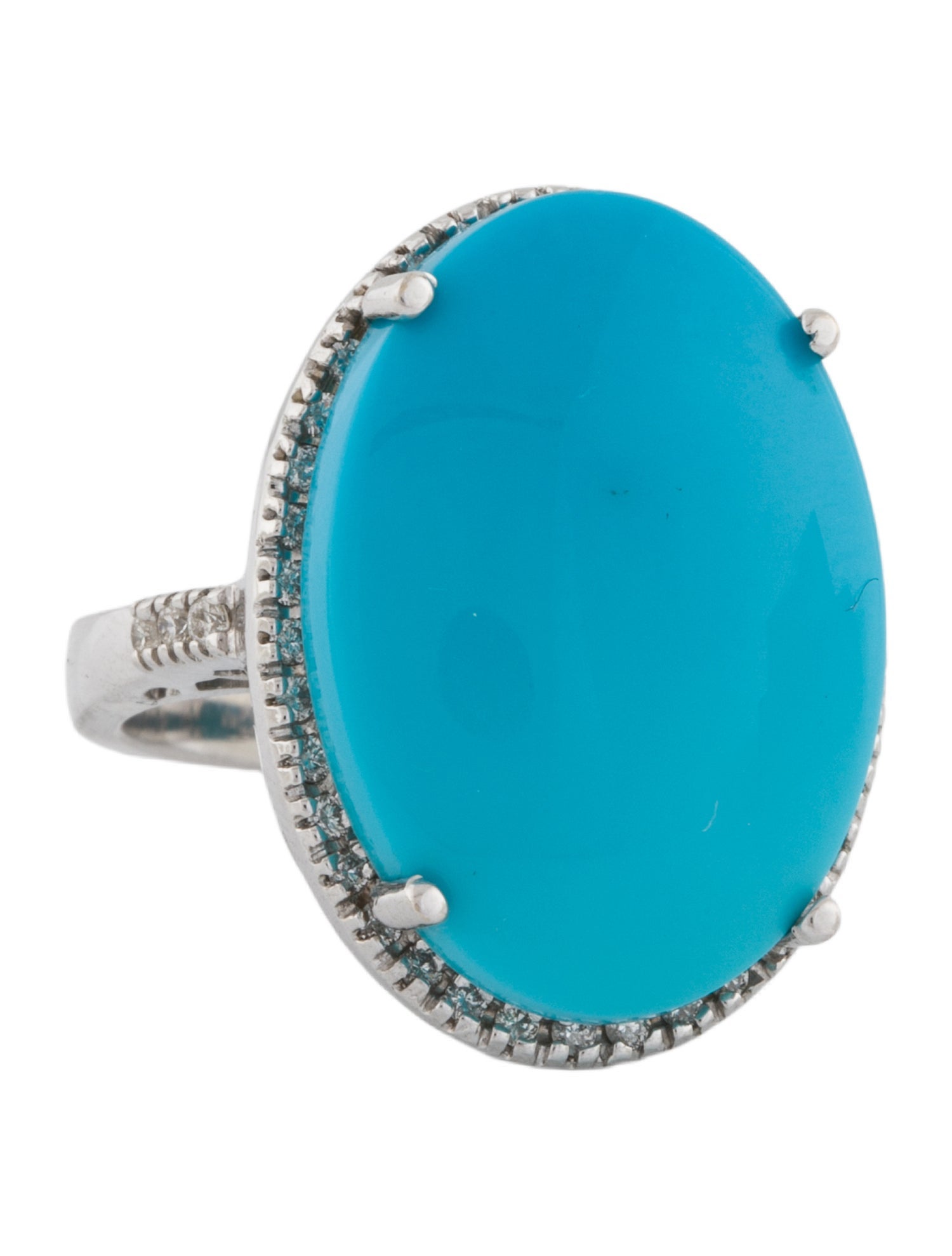 Ring 18K 16.48ct Turquoise & Diamond Cocktail