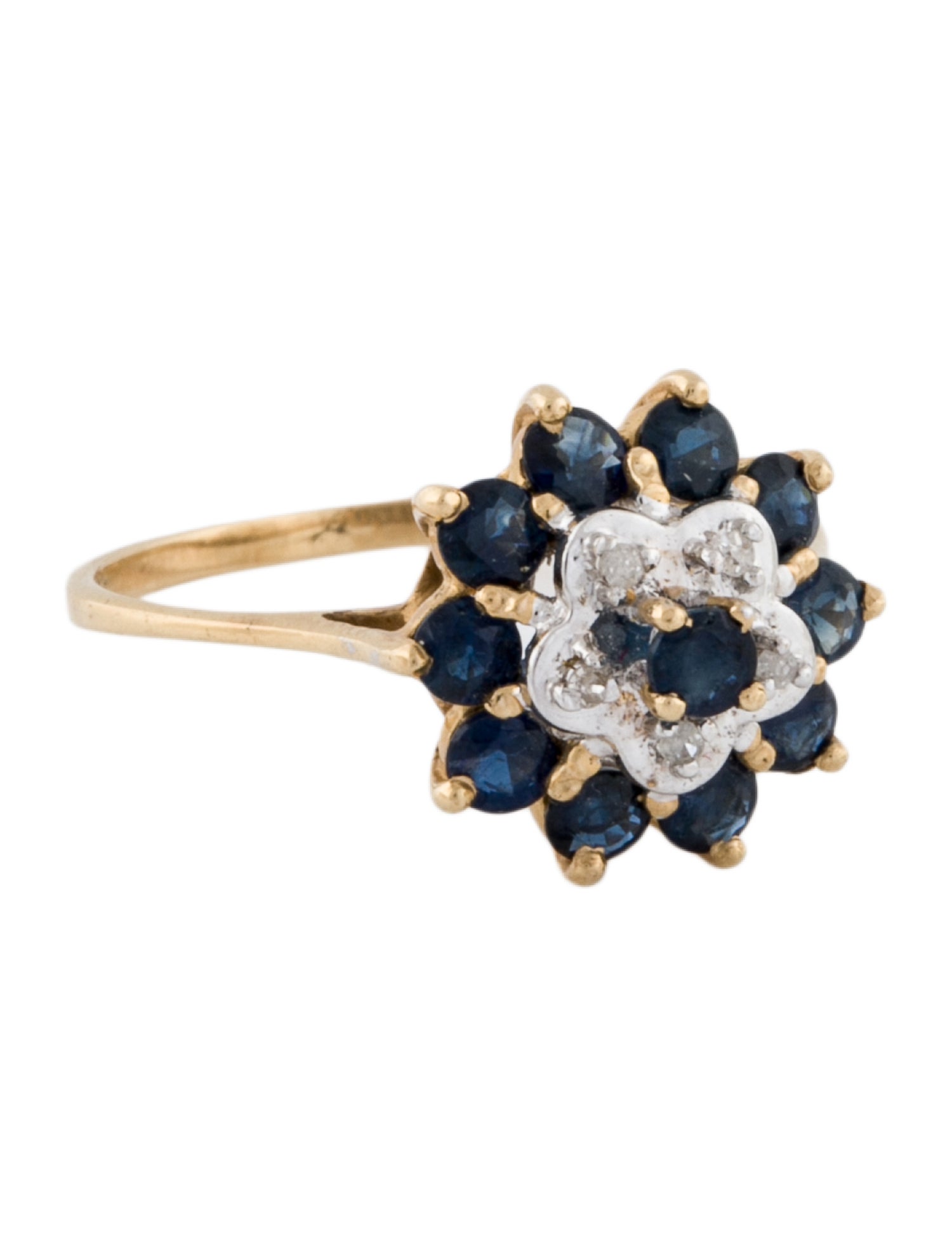Ring 14K Sapphire & Diamond Cocktail