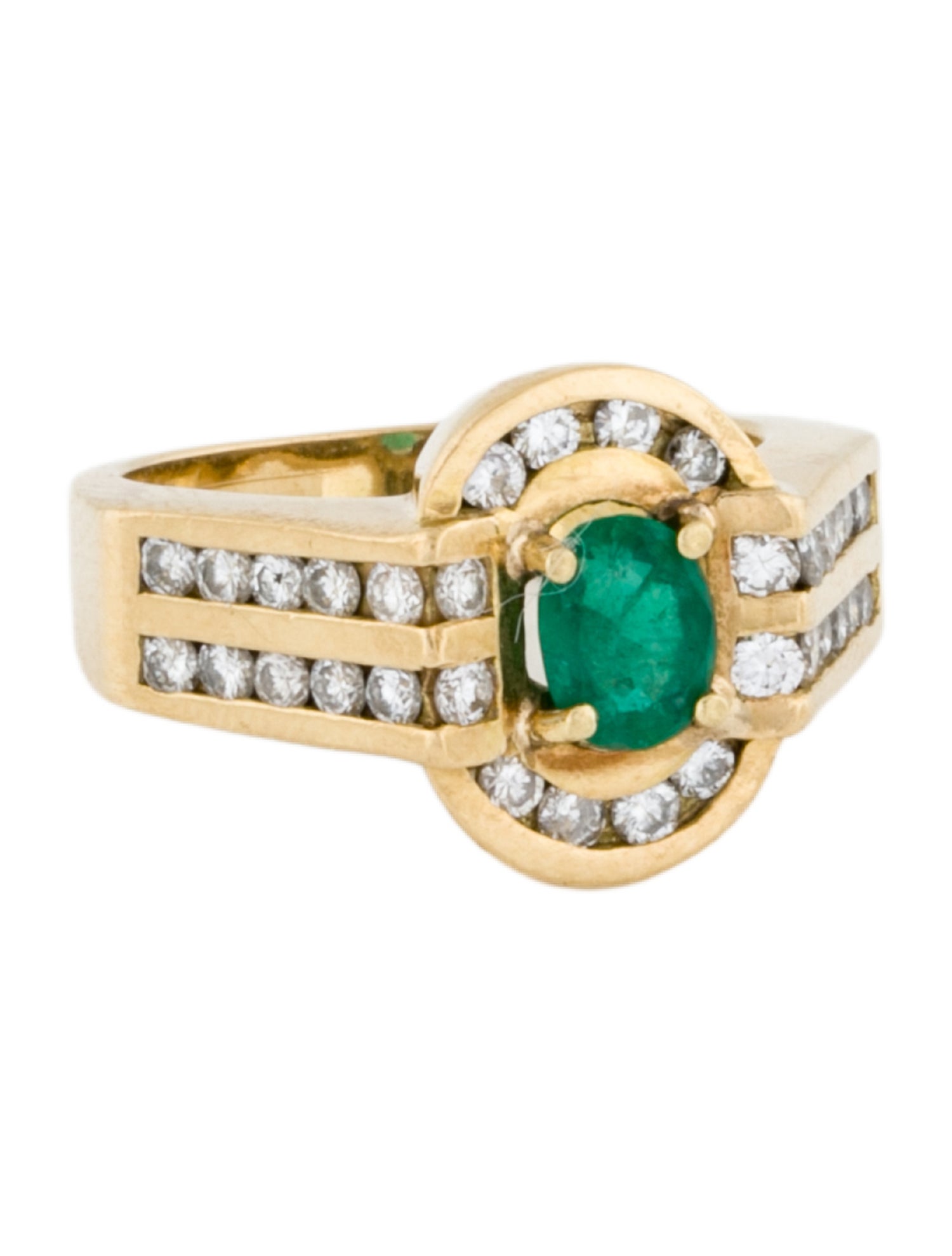 Ring 18K Emerald & Diamond Cocktail
