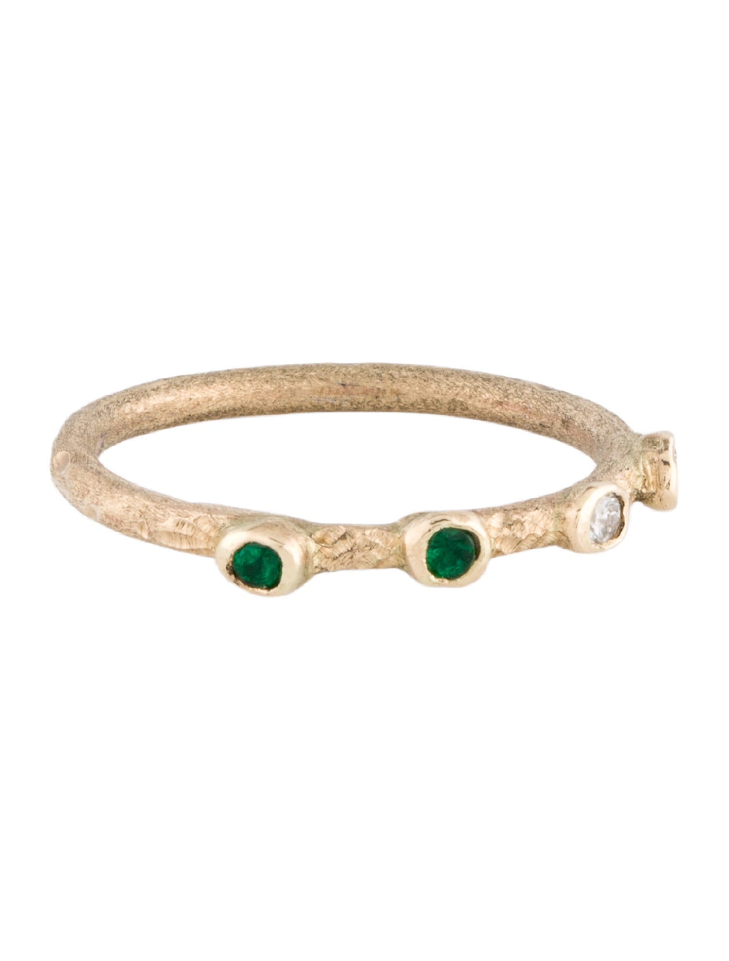 Ring 14K Emerald & Diamond Stackable Band