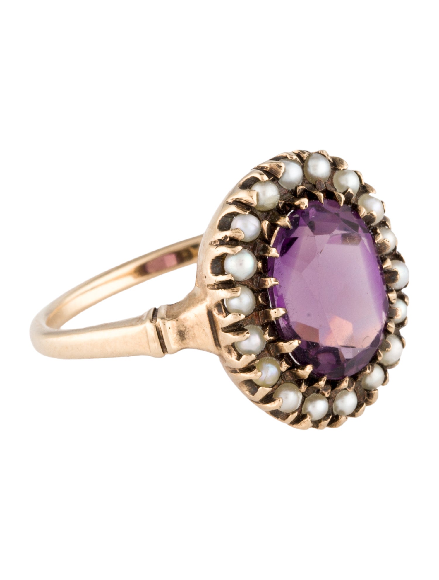 Ring 10K Pearl & Amethyst Cocktail