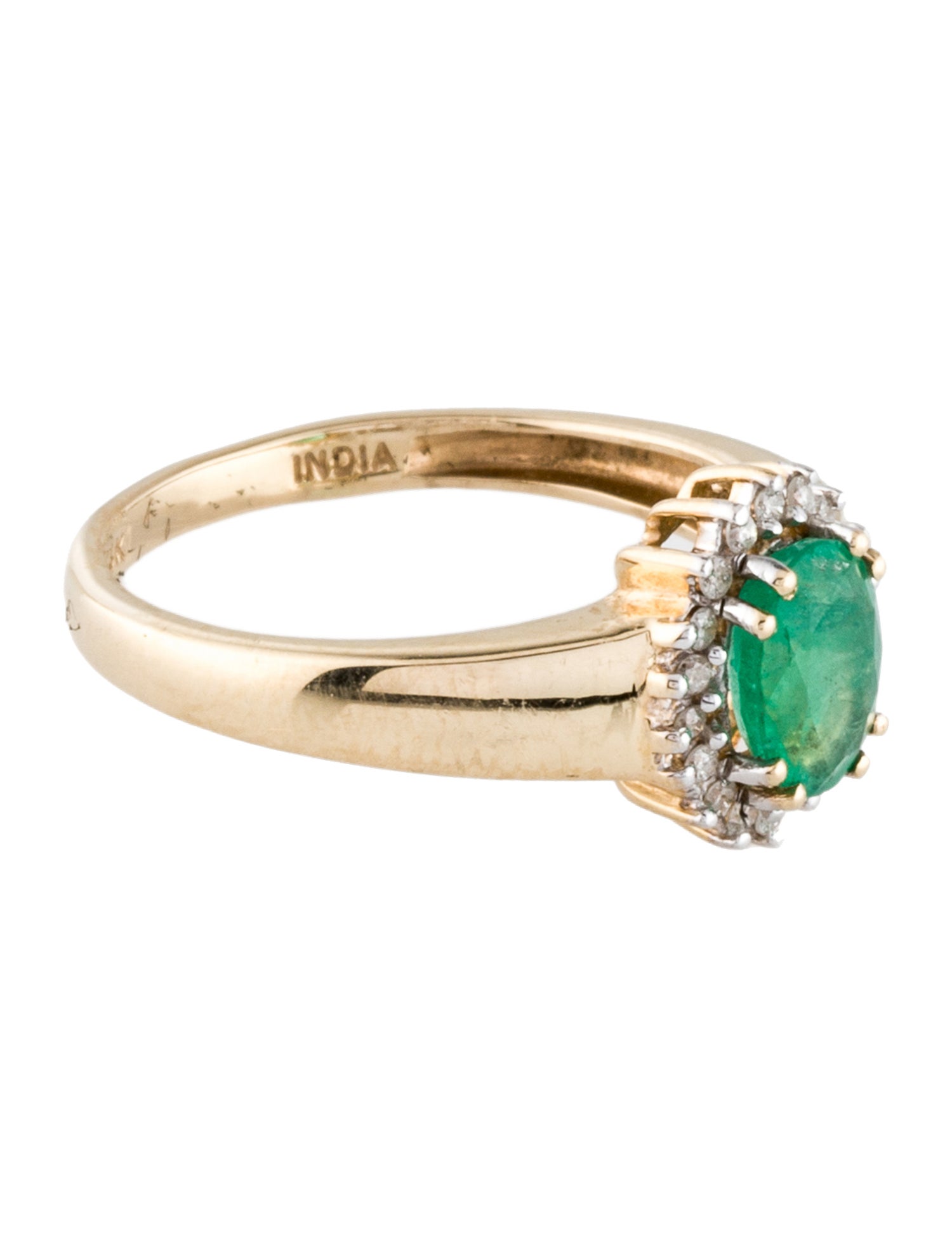 Ring 14K Emerald & Diamond Cocktail