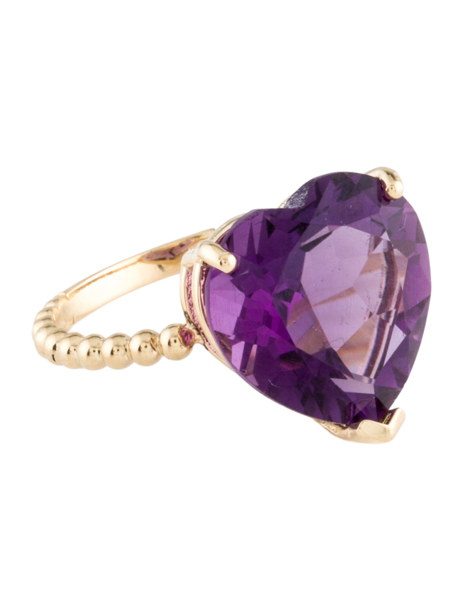 Ring 14K 8.75ct Amethyst Heart Cocktail