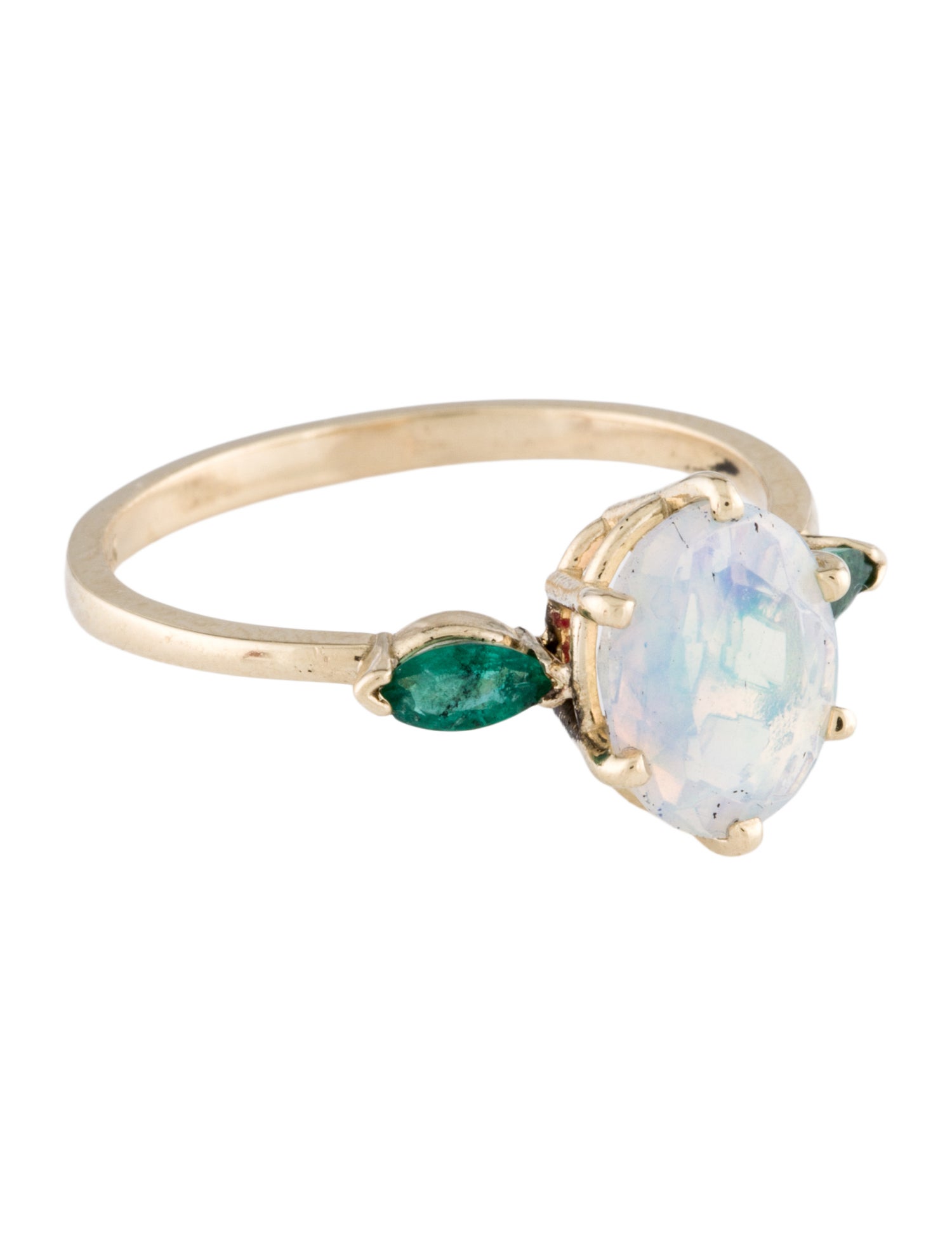 Ring 14K Opal & Emerald Cocktail