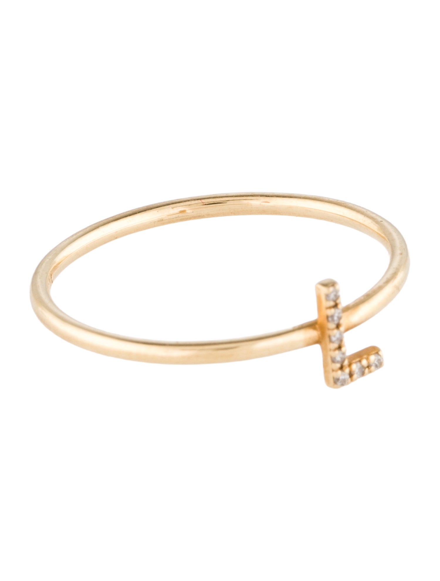 Ring 14K Diamond 'L' Initial Cocktail Ring