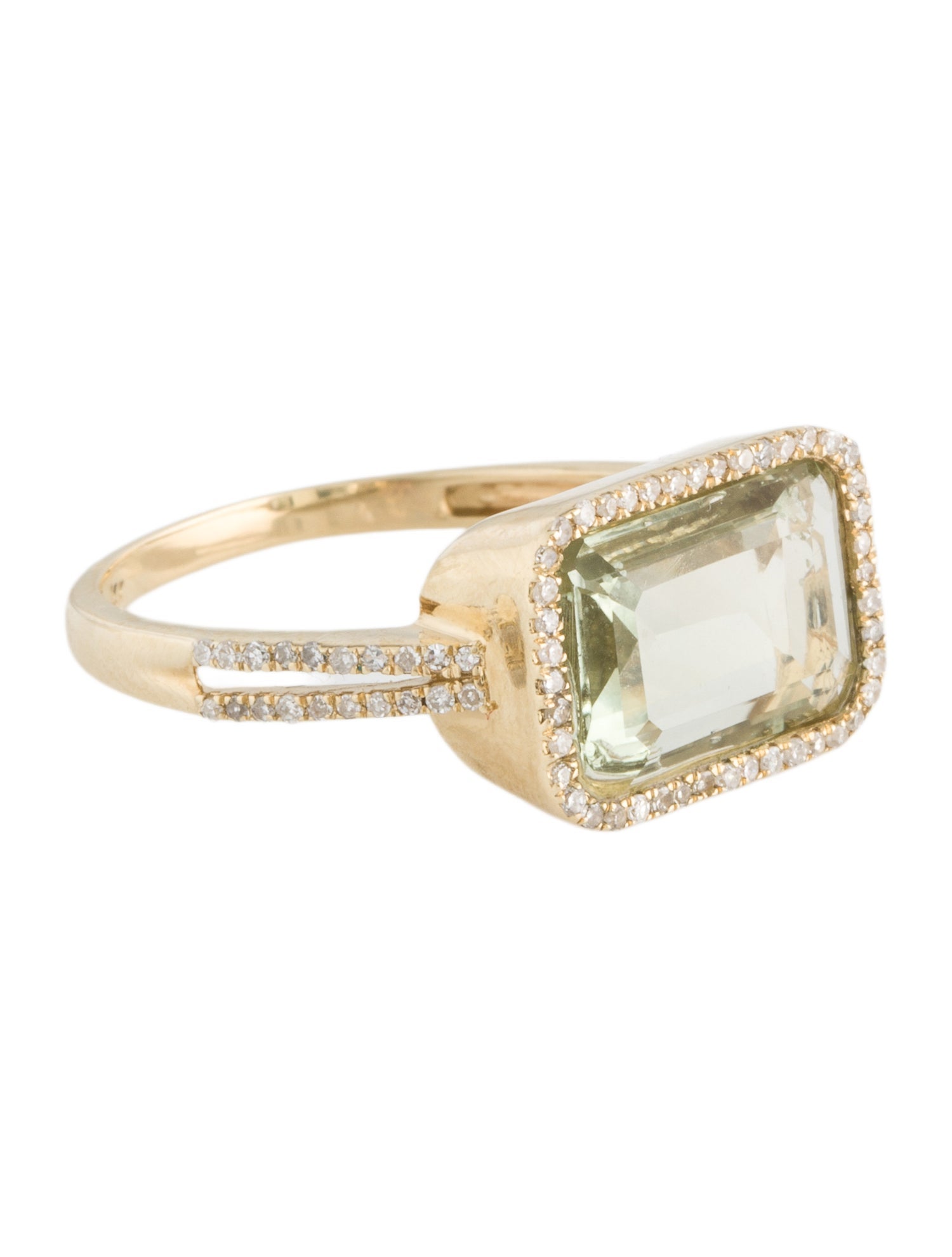Ring 14K 2.08ct Quartz & Diamond Cocktail