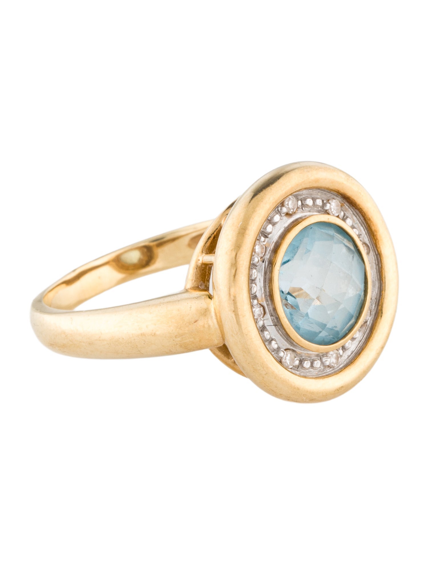 Ring 14K Topaz & Diamond Cocktail