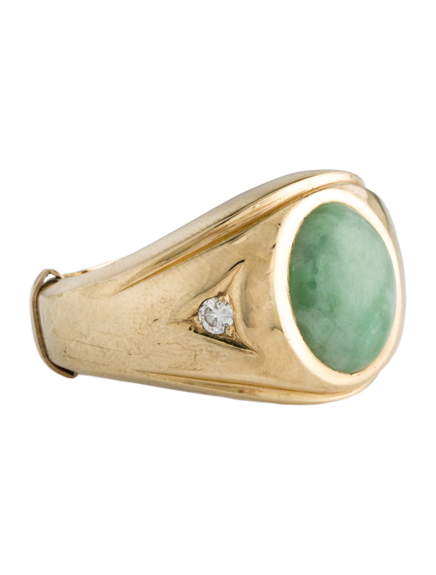 Ring 14K Jadeite & Diamond Cocktail