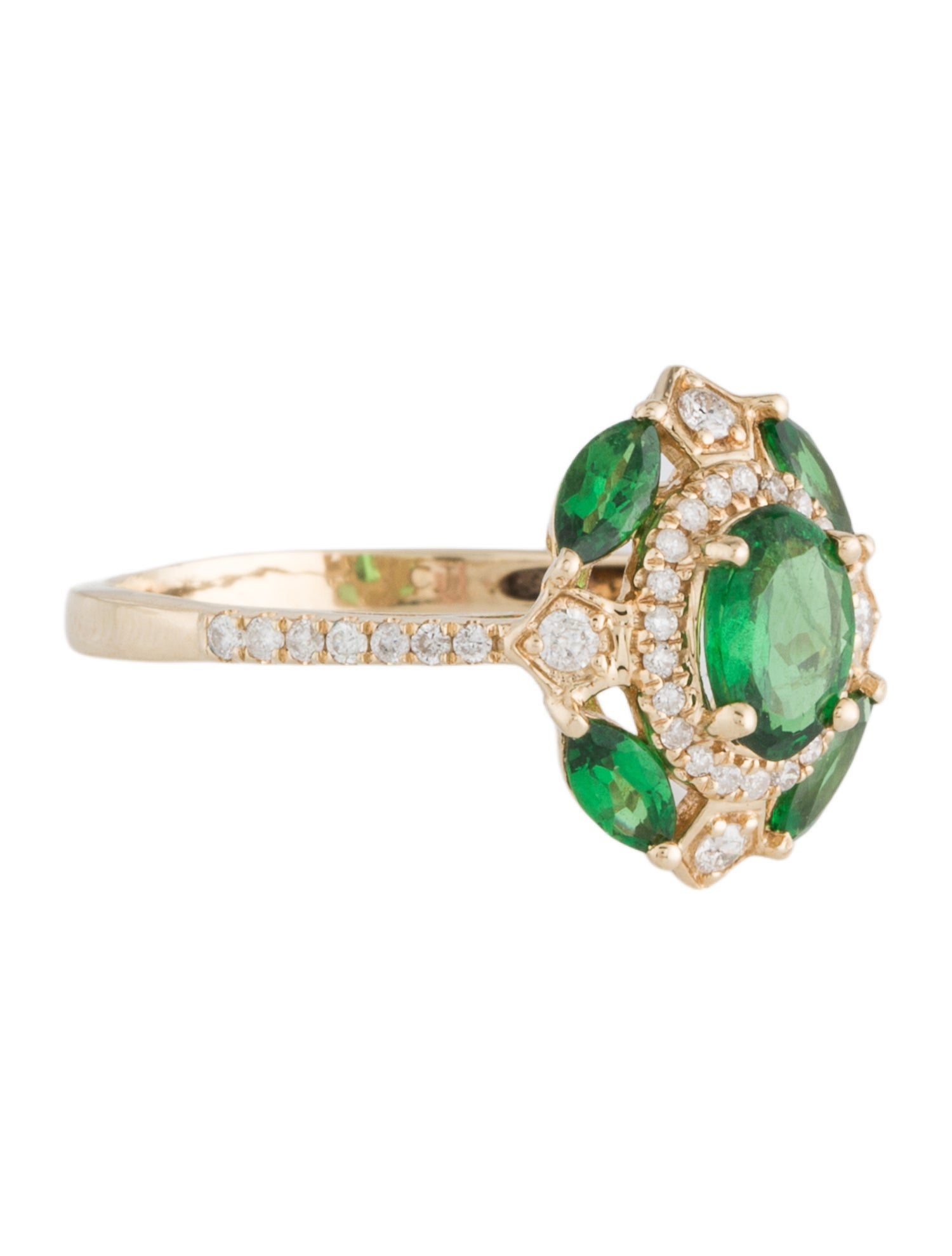 Ring 14K 1.20ctw Tsavorite & Diamond Cocktail