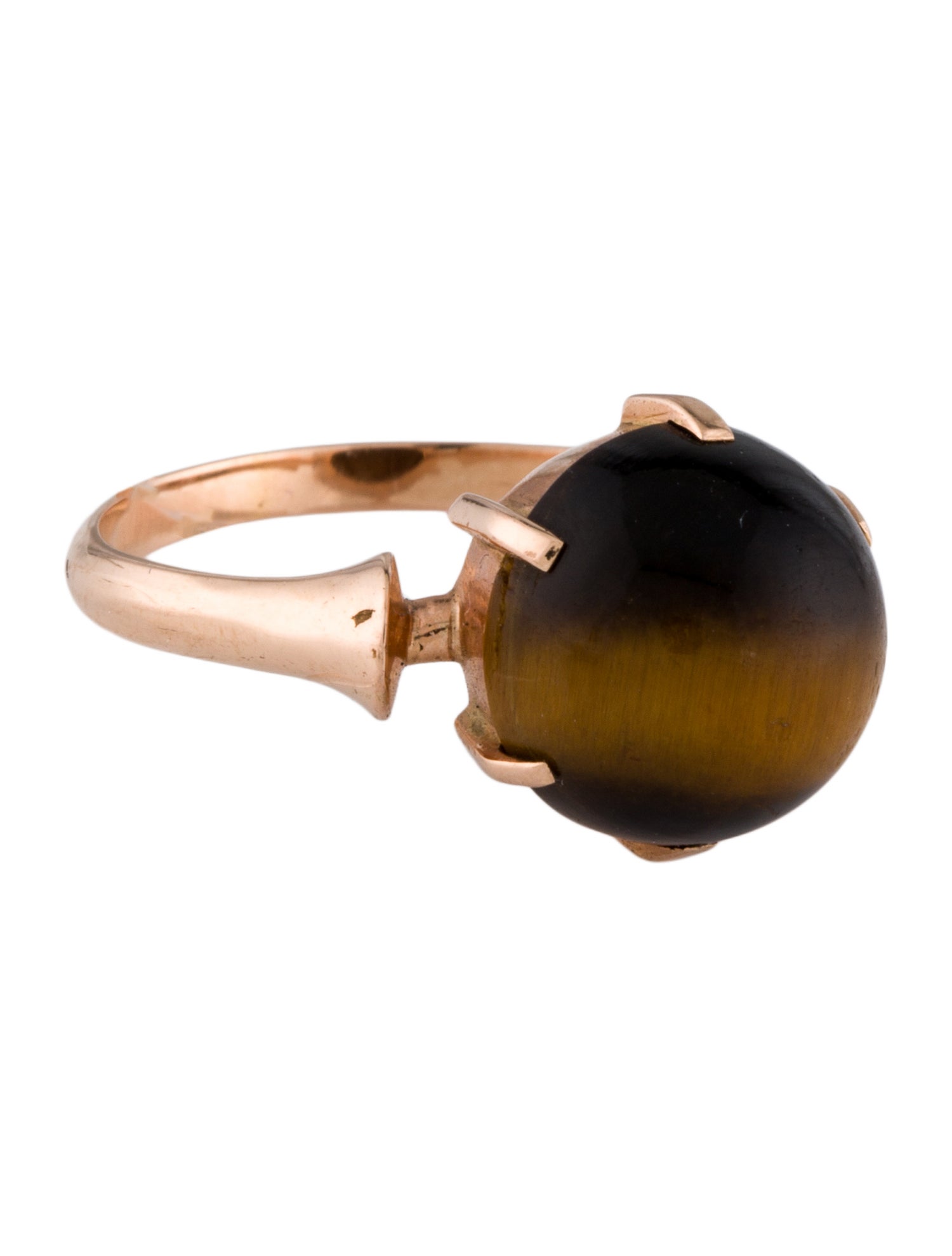 Ring 18K 4.45ct Tiger's Eye Quartz Cocktail