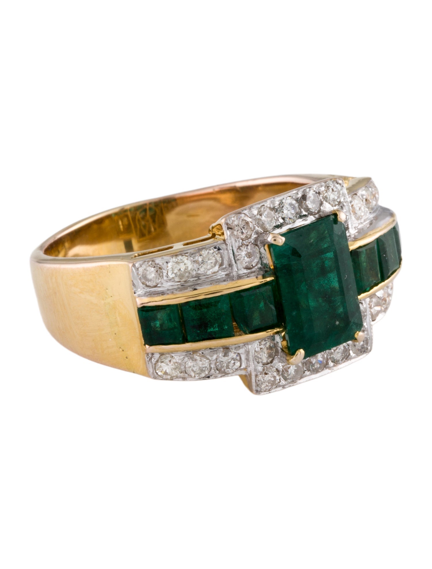 Ring 10K 1.40ct Emerald & Diamond Cocktail